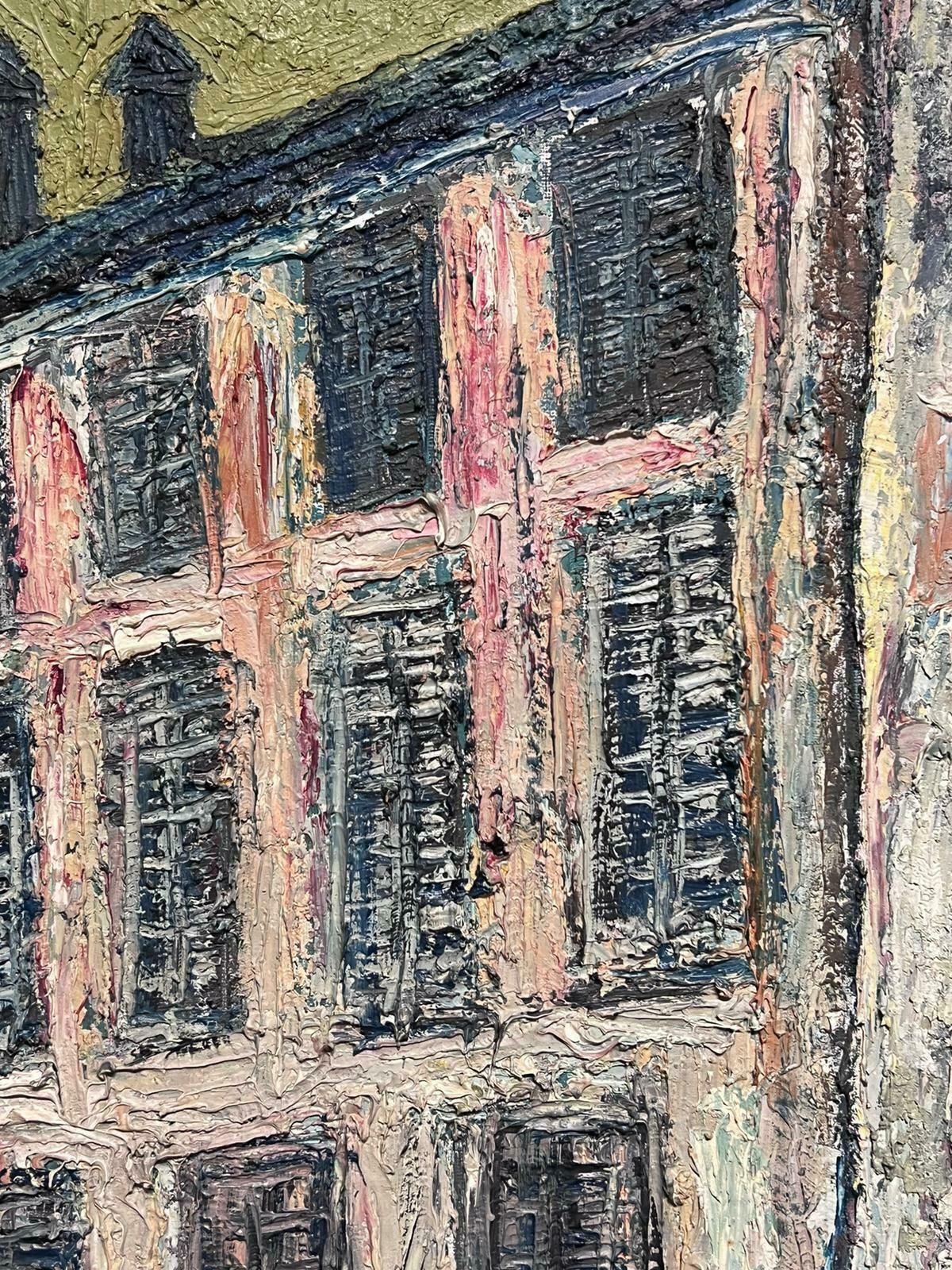 French Expressionistrouen Street Scene Thickly Painted 20th Century French Signed Oil Painting photo for sale