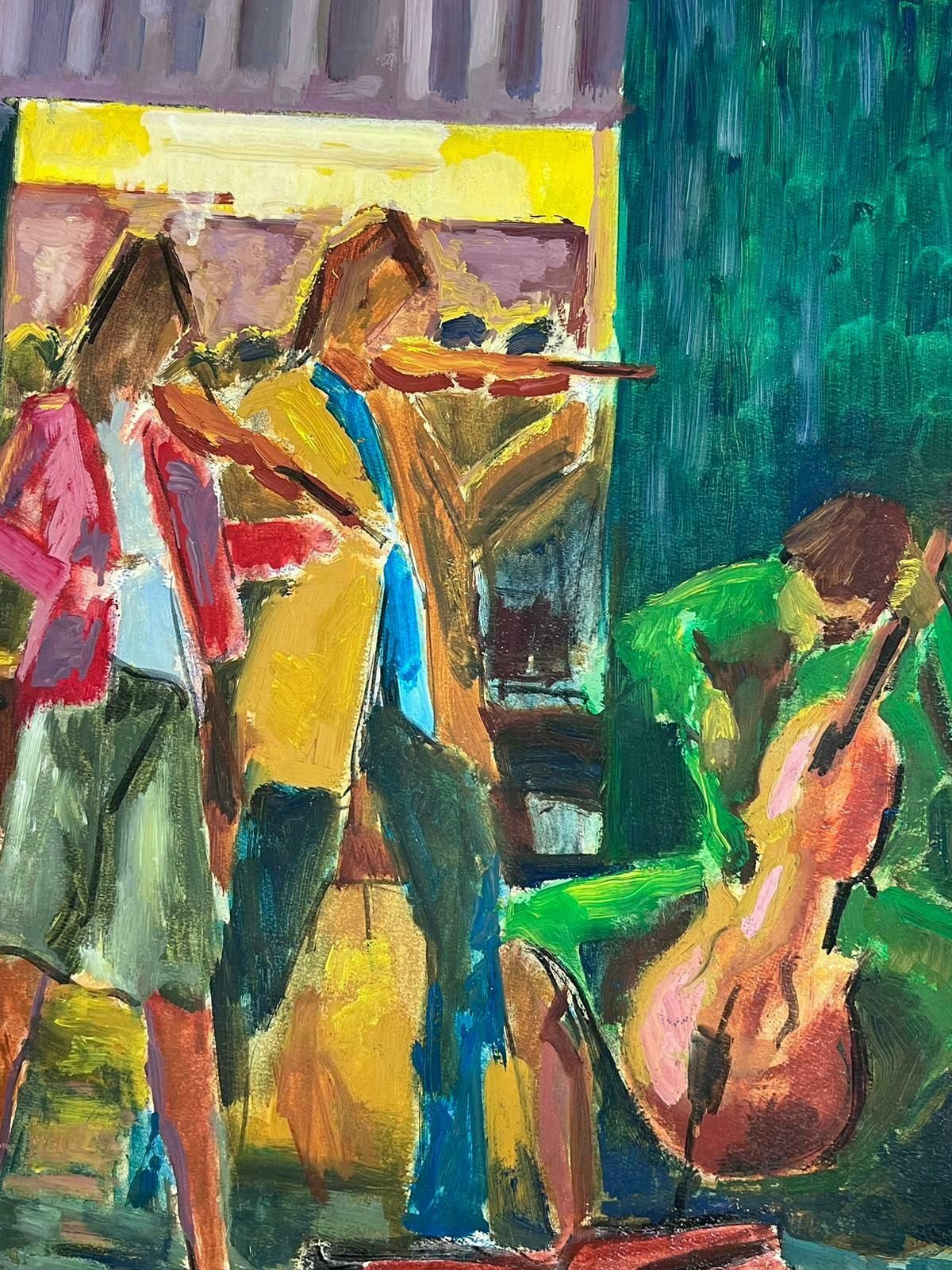 Guy Nicod The String Band Performing In Street  20th Century French Modernist Painting photo for sale