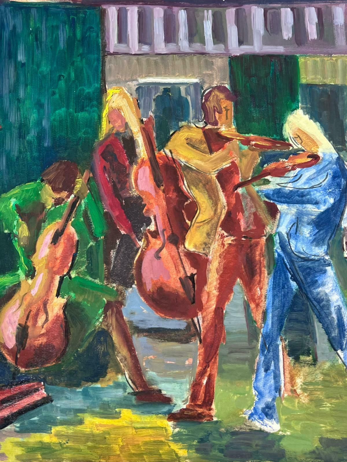 Guy Nicod The String Band Performing In Street  20th Century French Modernist Painting photo Art