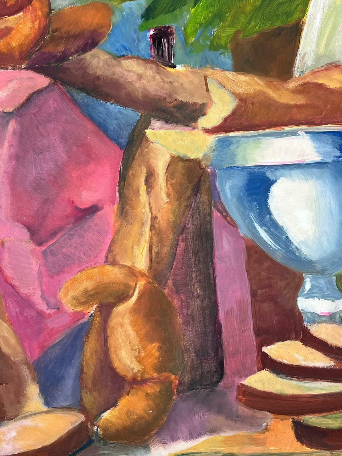 Guy Nicod French 20th Century Modernist Painting Still Life Croissants And Baguettes photo furniture