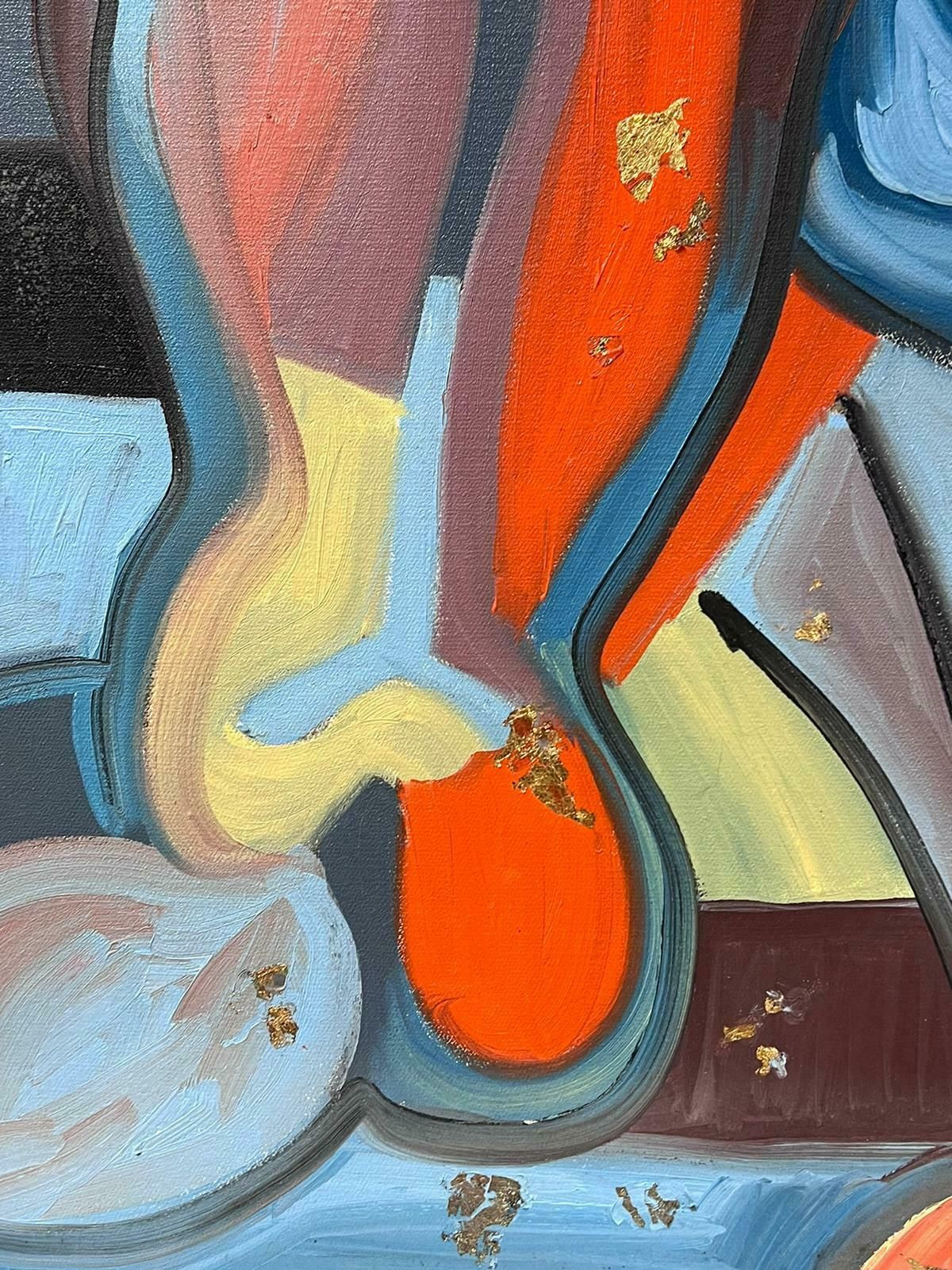 Beatrice Werlielarge Abstract Cubist Style Multicoloured Original Oil Painting Signedc.2000 photo 1800.0