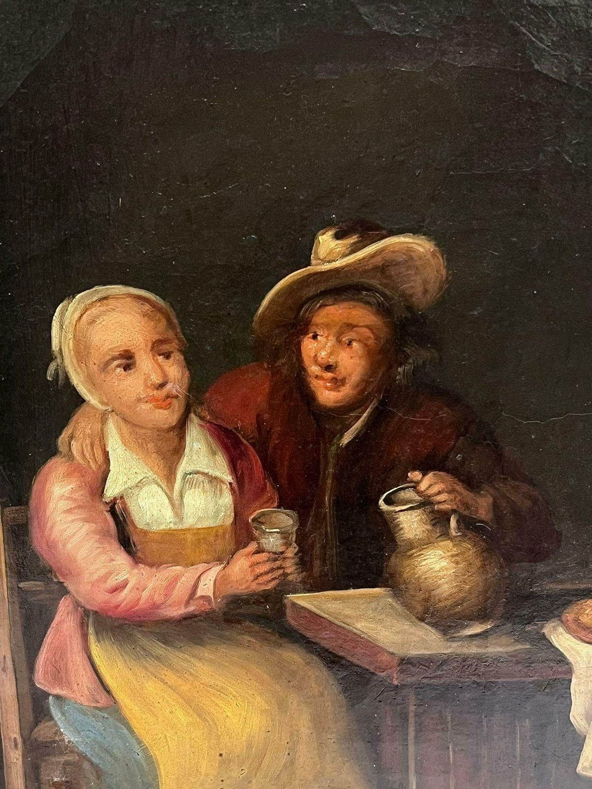 Dutch 19th Centuryantique 19th Century Dutch Interior Scene With Couple Seated Oil On Canvas photo vinterior