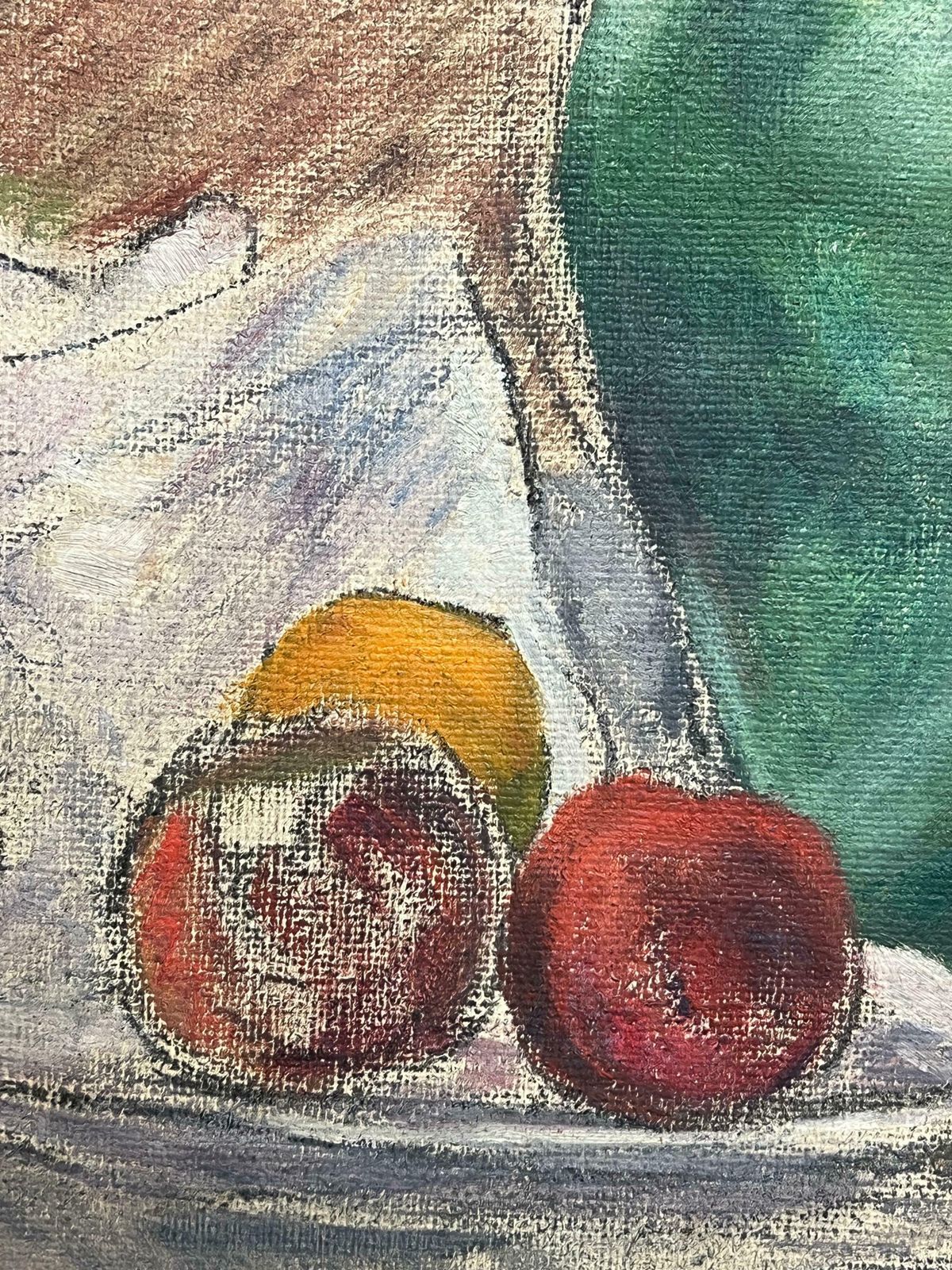 Simone Forge1930's French Impressionist Still Life With Green Jug And Assorted Apples & Pear19th Century photo 484.0