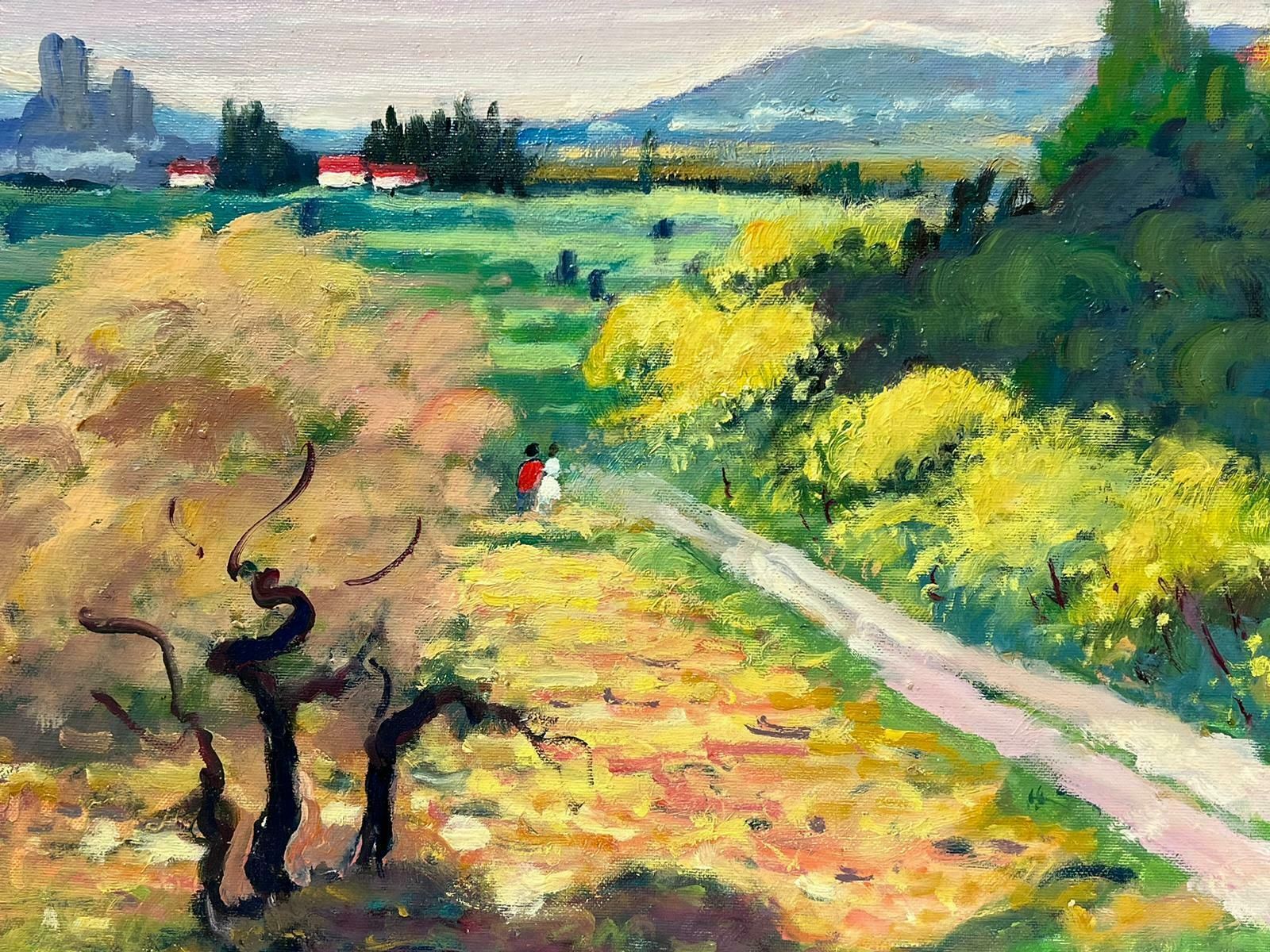 Guy Benardfigures Walking In Provence Landscape Beautiful Original Impressionist Painting photo Art