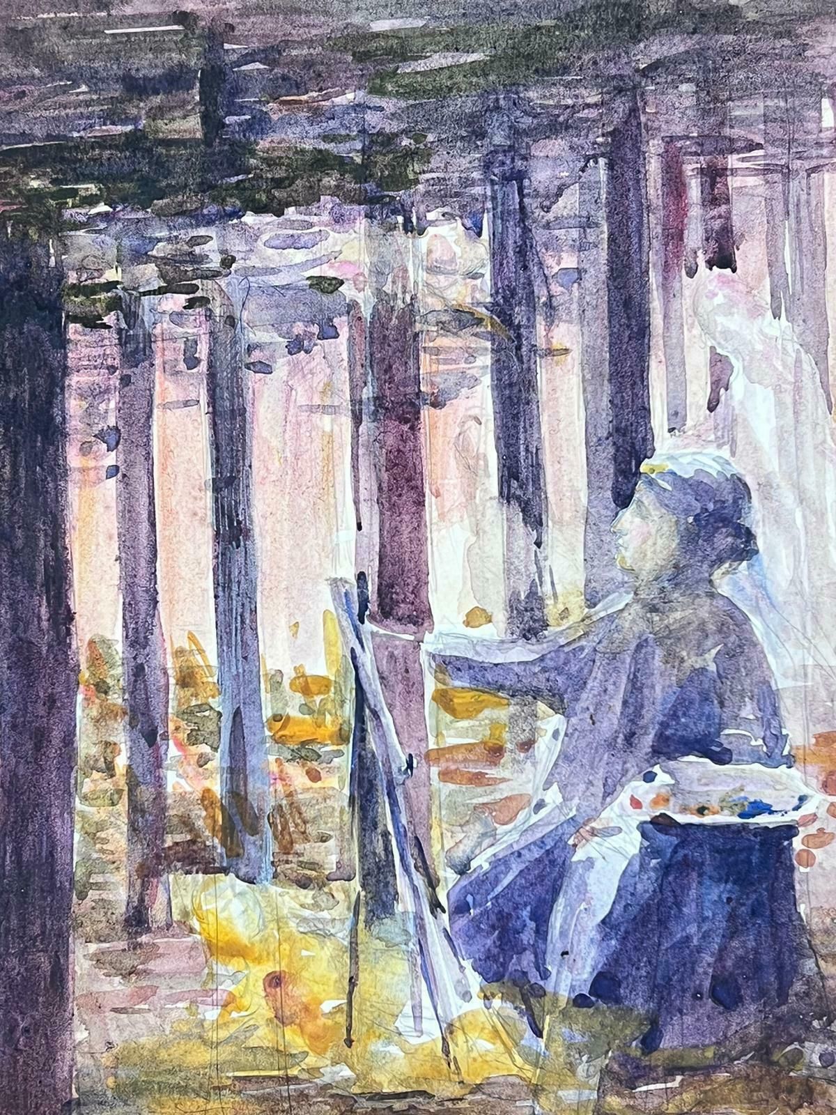 Louise Alixthe Artist Painting In Purple Woodland Landscape French Impressionist 1930's photo furniture
