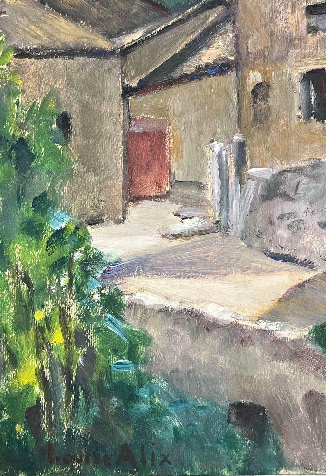 Louise Alix1930's French Impressionist Stone Houses In Purple Green Mountains 1930's photo vinterior