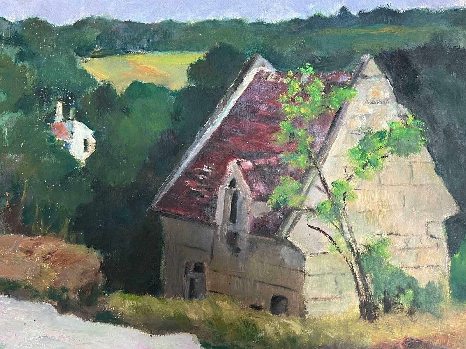 Louise Alix1930's French Impressionist Red Roof House Lowered In Green Forest Landscape1930's photo for sale