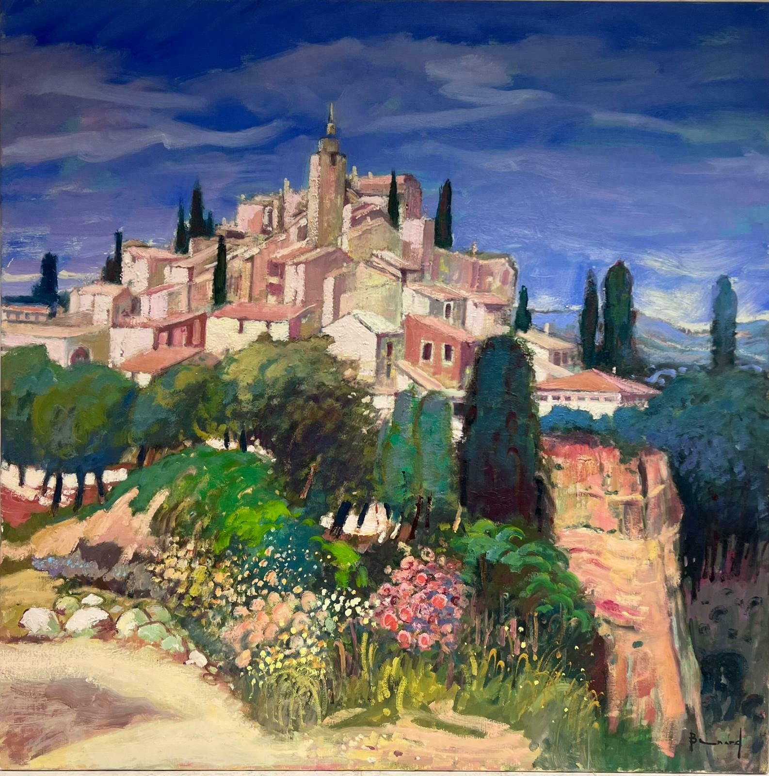 Guy Benardgordes Village Luberon Provence Huge Original French Oil Painting On Canvas photo furniture