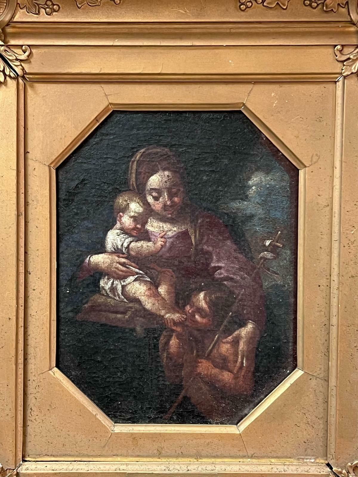 18th Century Italian Old Masterthe Madonna With Christ Child & St. John Fine 18th Century Italian Old Master photo for sale