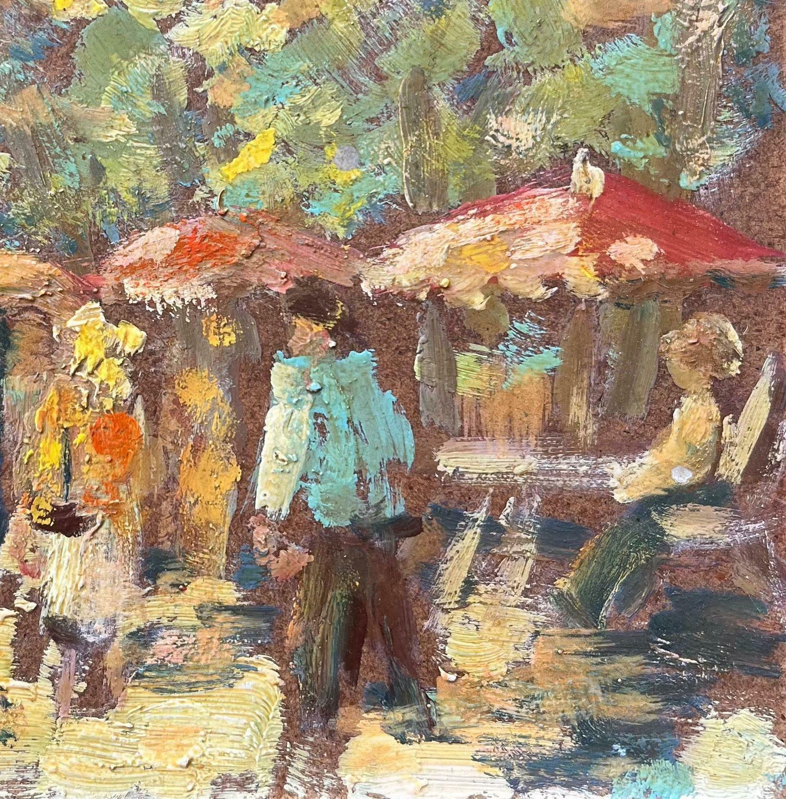 Fanch Lelfrench Oil Painting Of A Outdoor Market Scene In Impressionist Style20th Century photo for sale