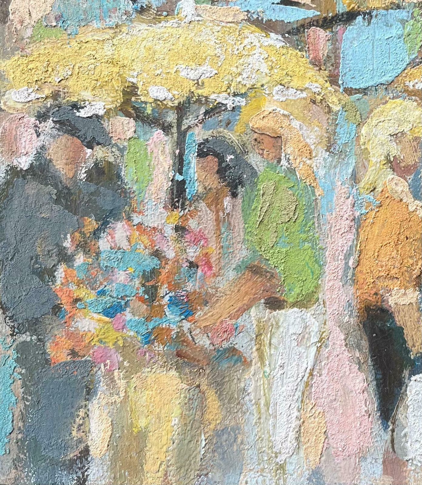 Fanch Lelfrench Oil Painting Of Market Scene In Impressionist Style With Flower Sellers20th Century photo Art
