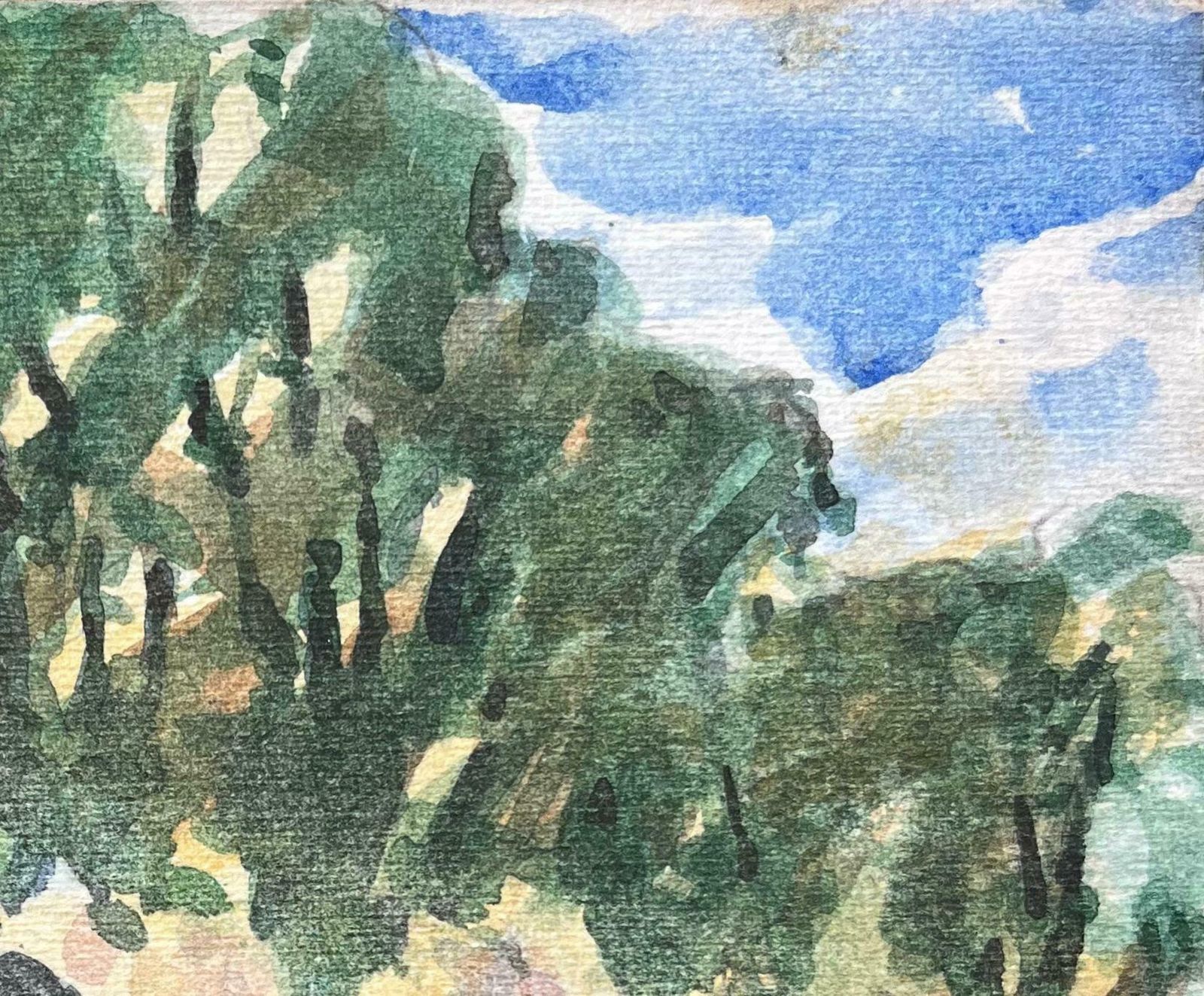 Maurice Mazeiliefrench Impressionist Watercolor Of A Sunlit Forest Scene With Figures20th Century photo Art