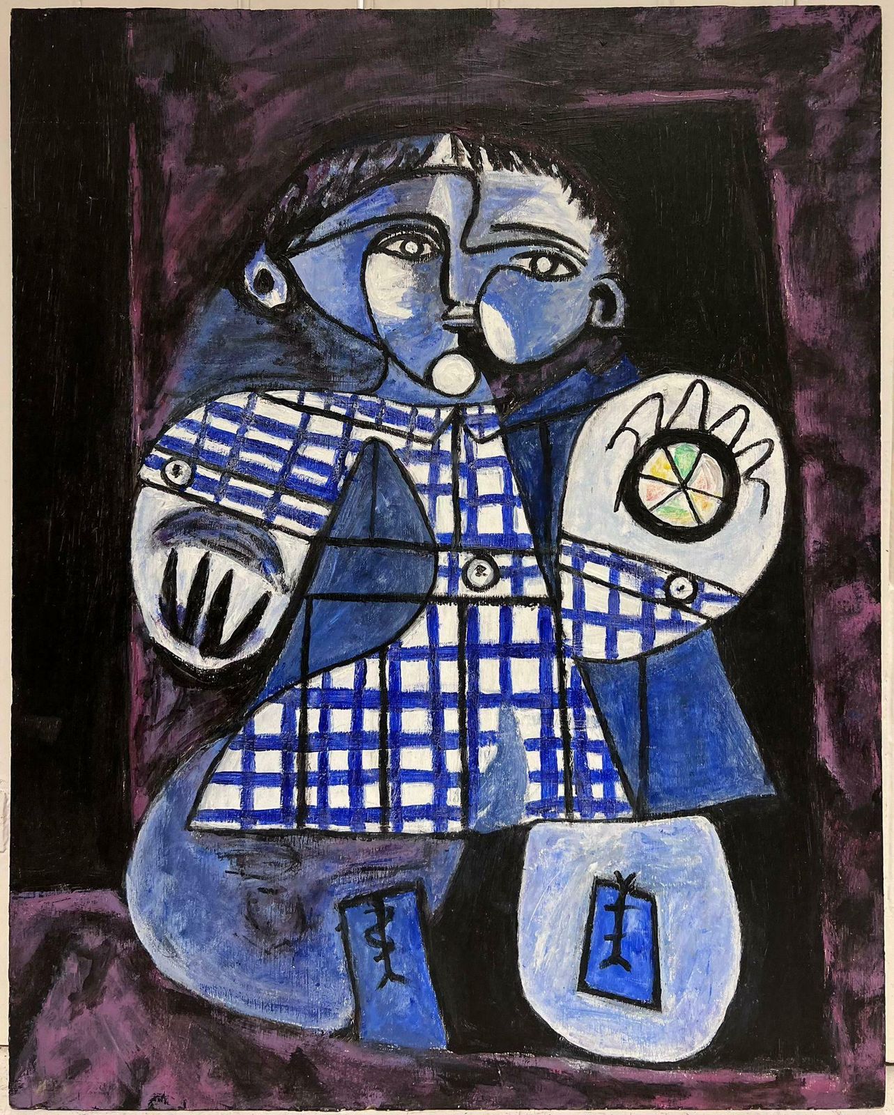 20th Century French Abstract Portrait Of Child Circle Of Picasso Style photo furniture