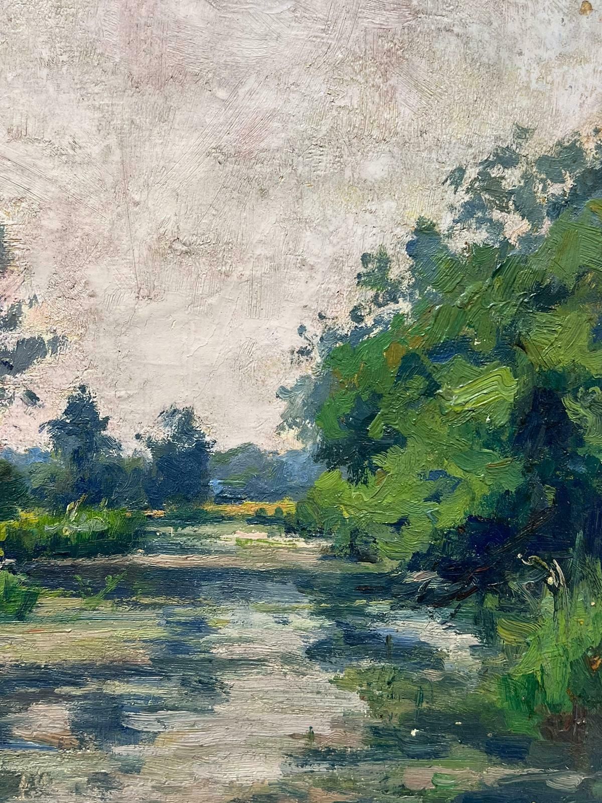 Charles Martin Sauvaigofine Antique French Impressionist Signed Oil Painting River Through Meadows photo 700.0