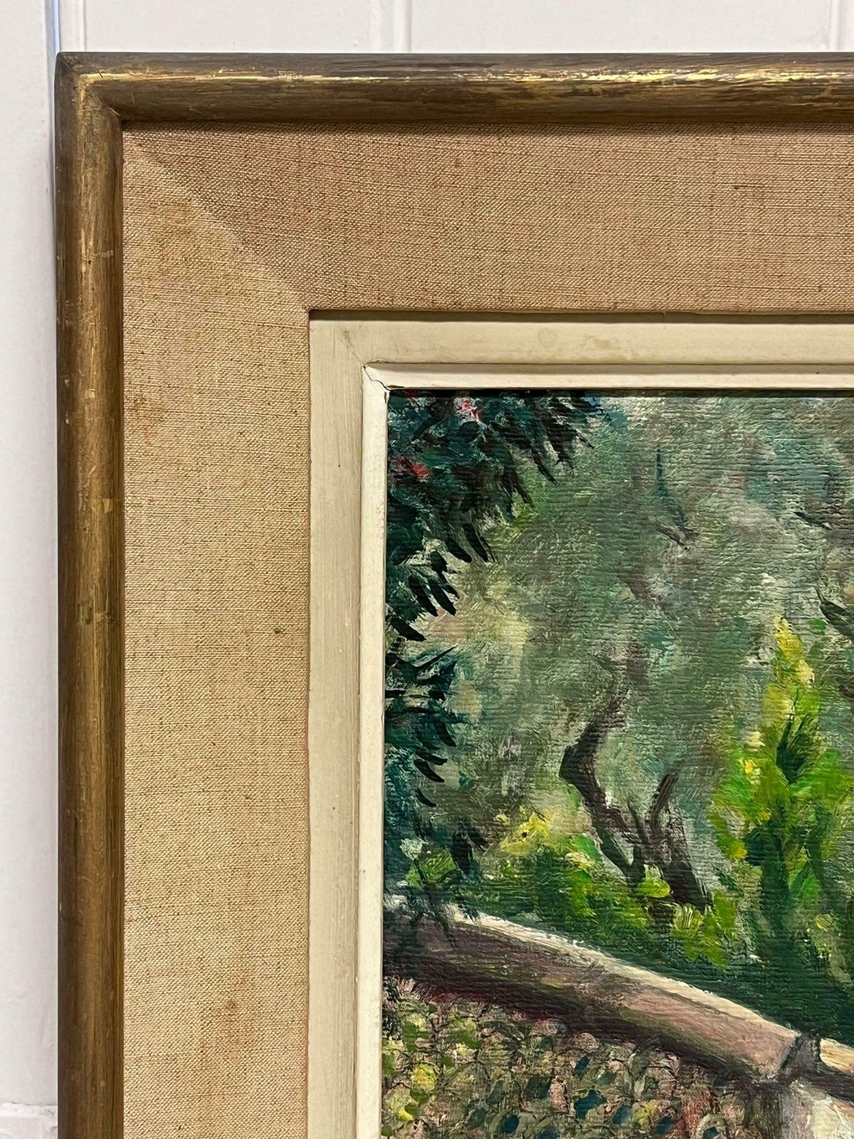 French School1950's French Impressionist Signed Oil View Renoirs Garden Cagnes Sur Mer France1955 photo for sale