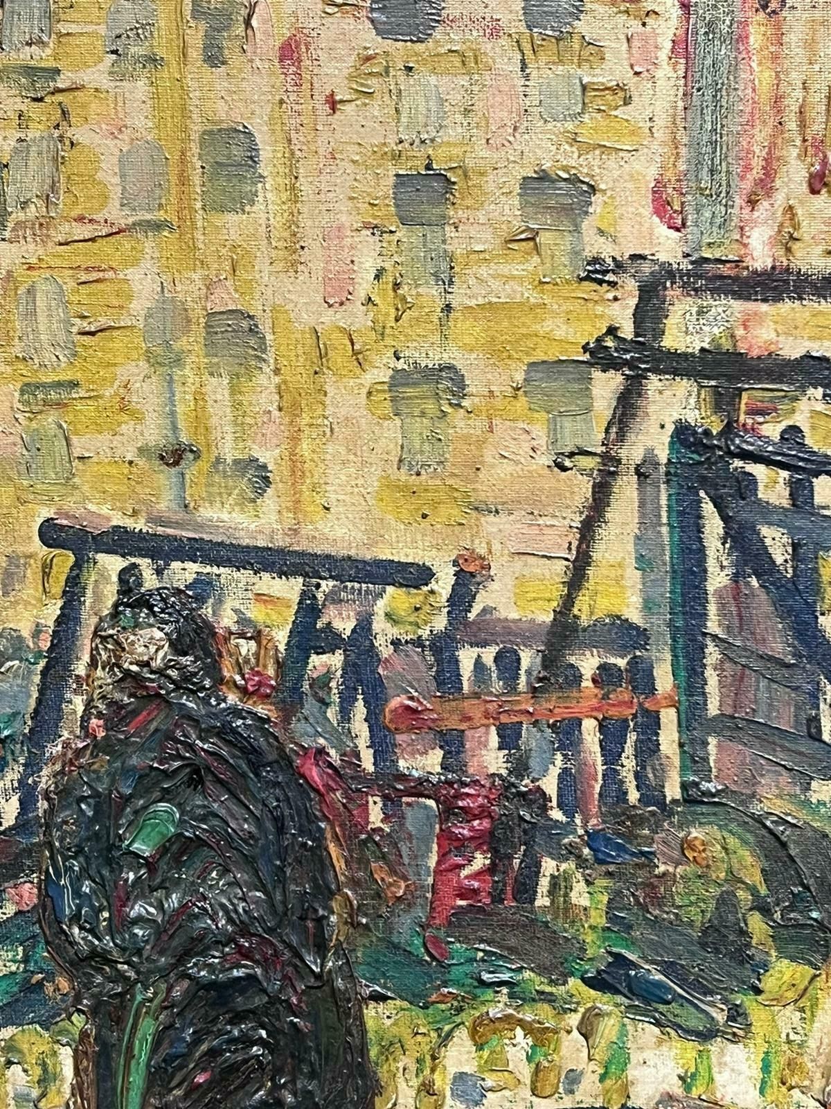 photo furniture French Schoolst Tropez 1950's French Signed Oil Modernist Expressionist Large Painting