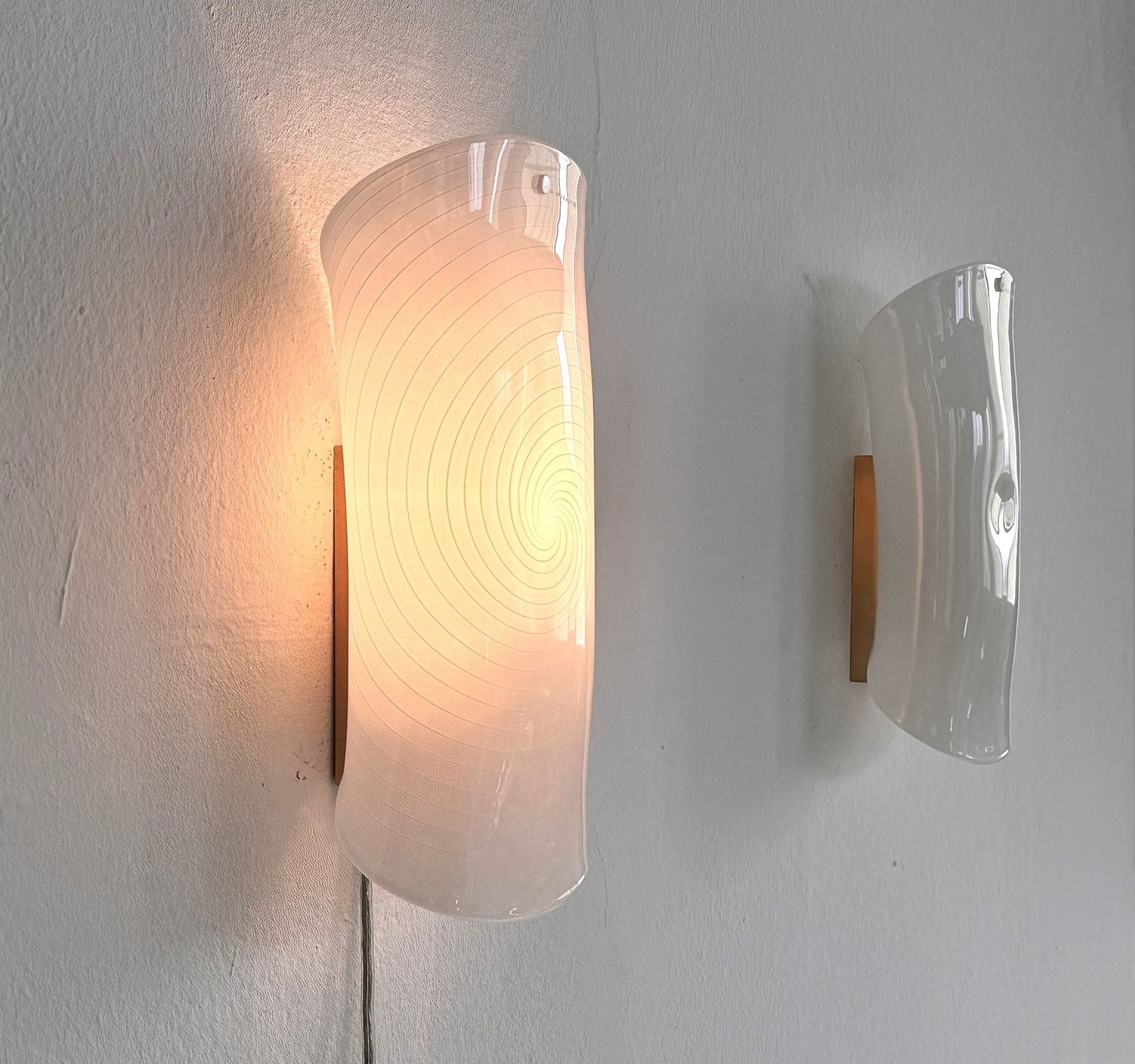 Italian Mid Century Wall Sconces In Murano Glass And Brass By La Murrina, 1980s photo for sale