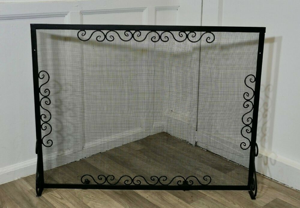 Large Old Wrought Iron Fire Screen photo for sale