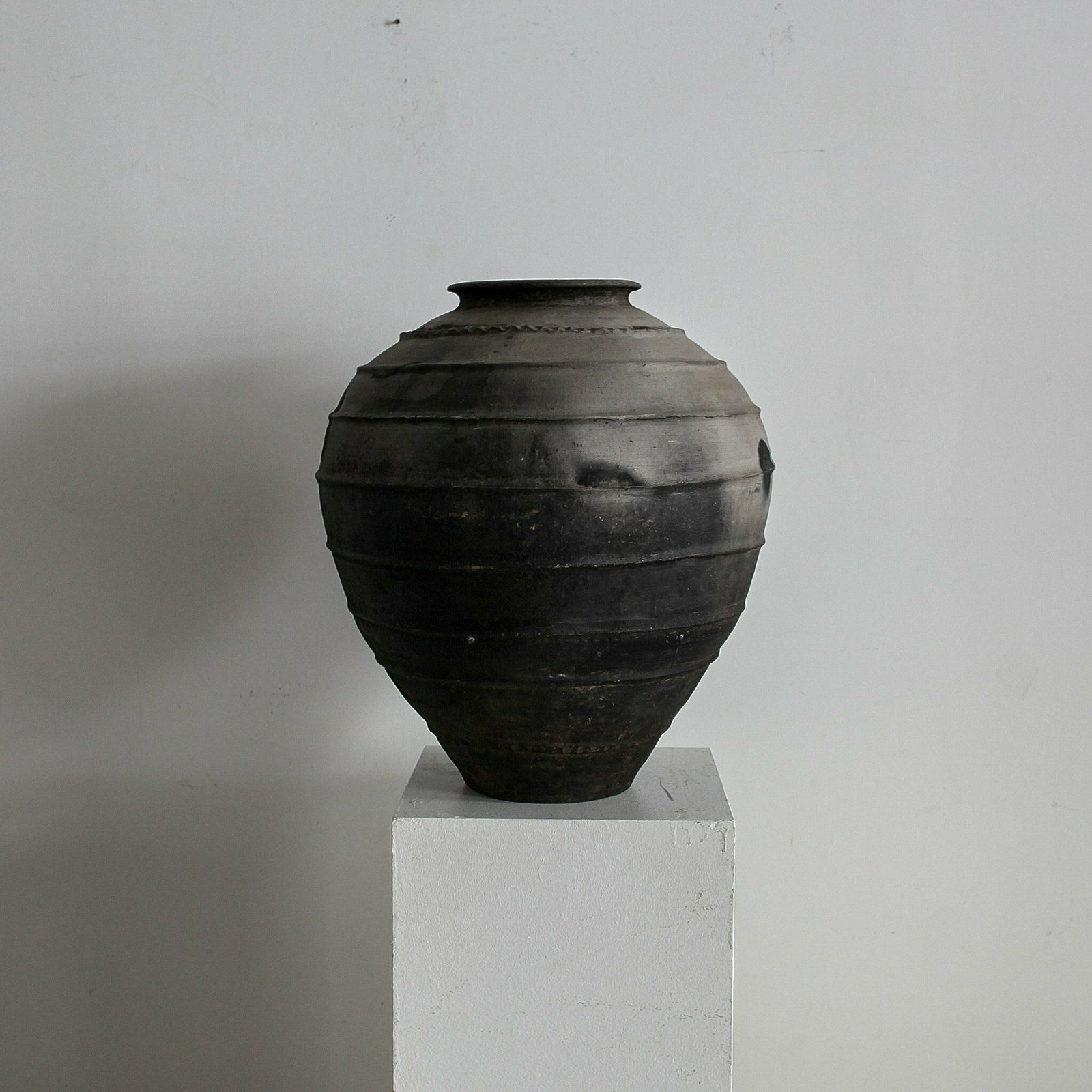 Large 19th C. Black Terracotta Portuguese Vessel photo furniture