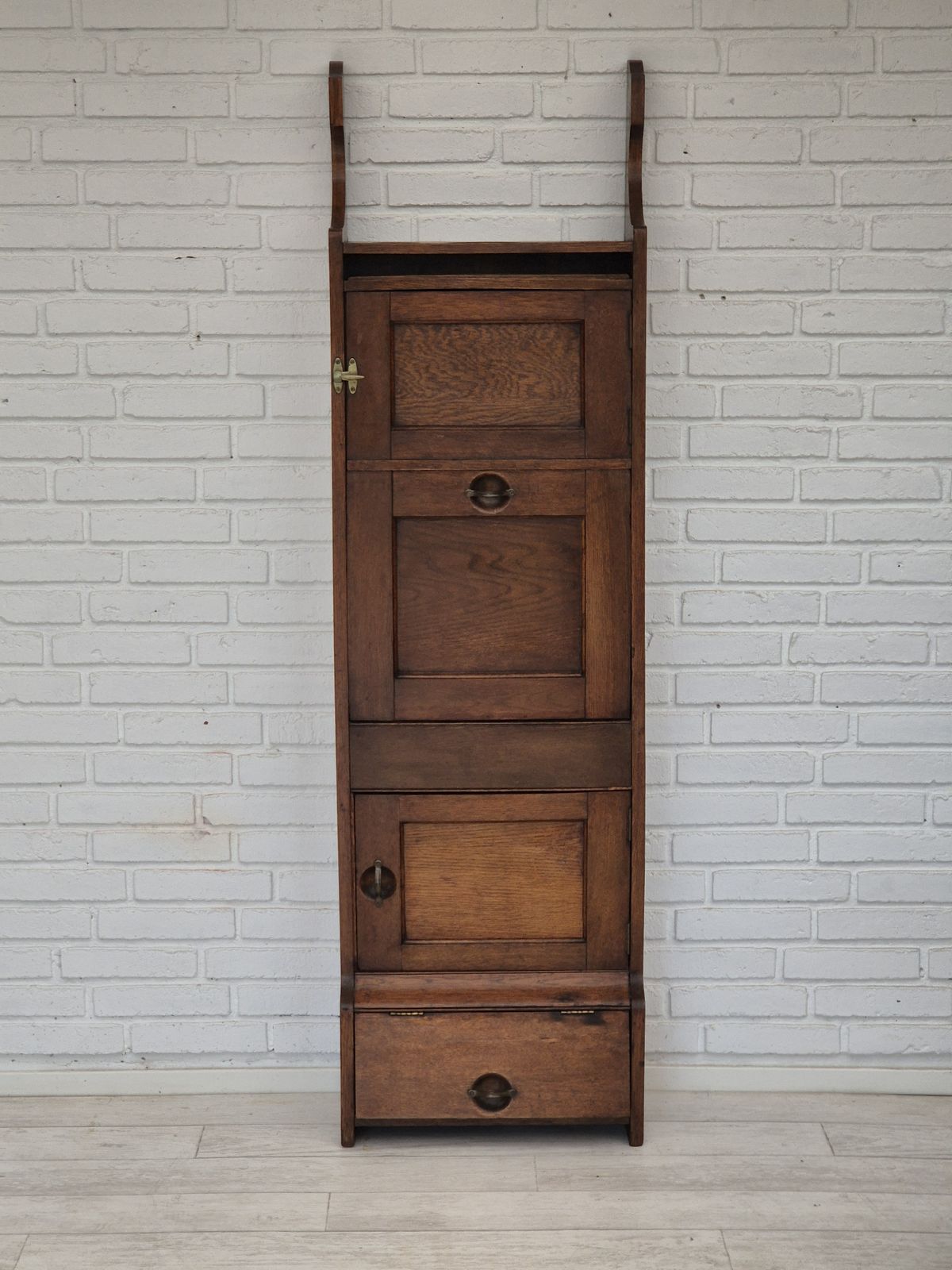 1950s, Scandinavian Design, Wall Cabinet, Original Good Condition, Oak Wood. photo 750.0
