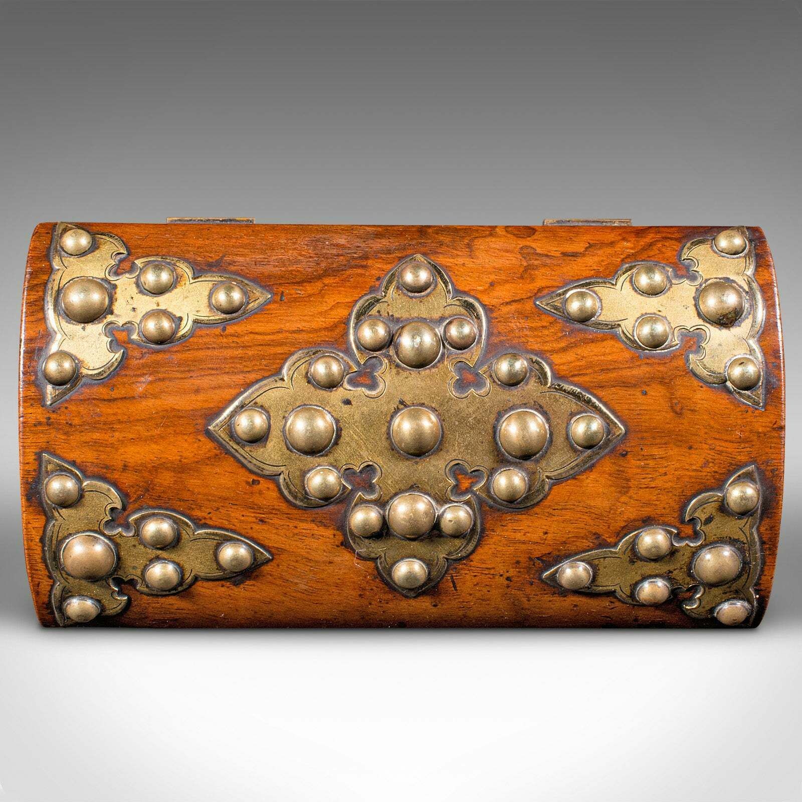 Antique Dome Top Tea Caddy, English, Burr Walnut, Box, Gothic Taste, Victorian photo vintage