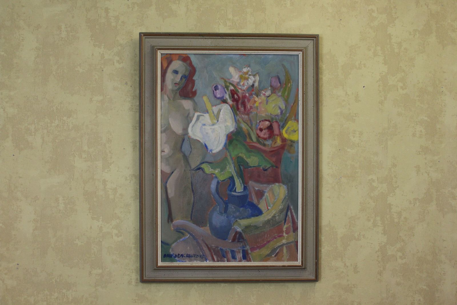 Brita Nordencreutz Oil Painting Nude With Flowers