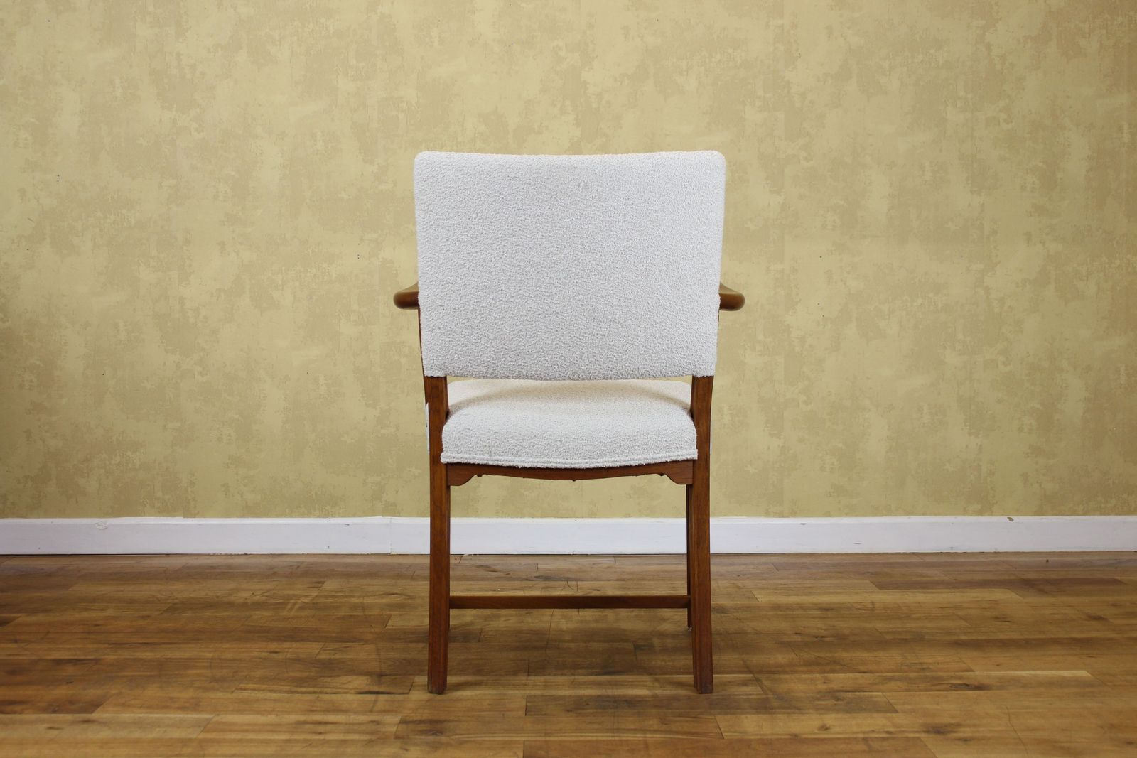 Danish Small Oak Armchair Upholstered In New Boucle photo vintage