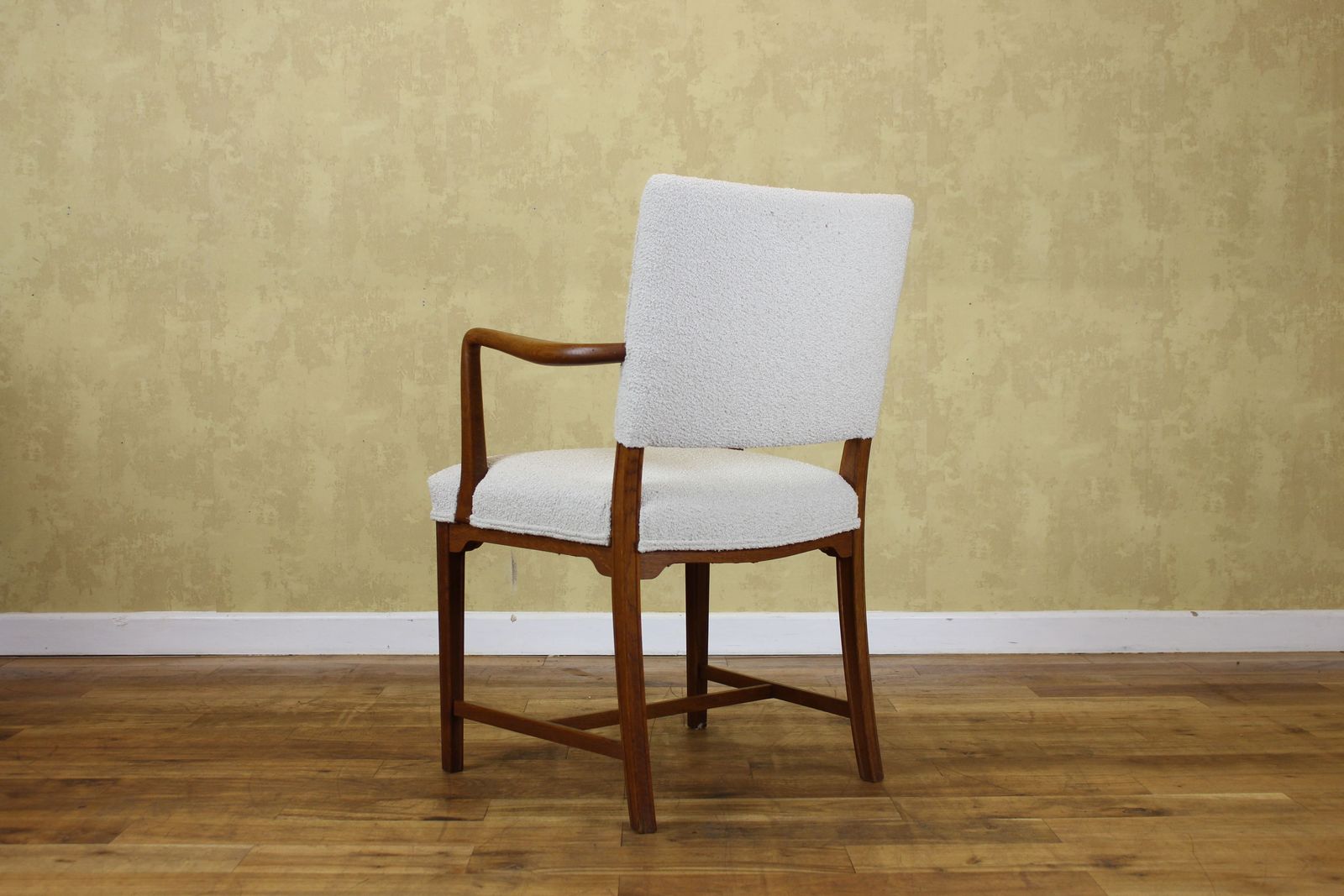 photo furniture Danish Small Oak Armchair Upholstered In New Boucle