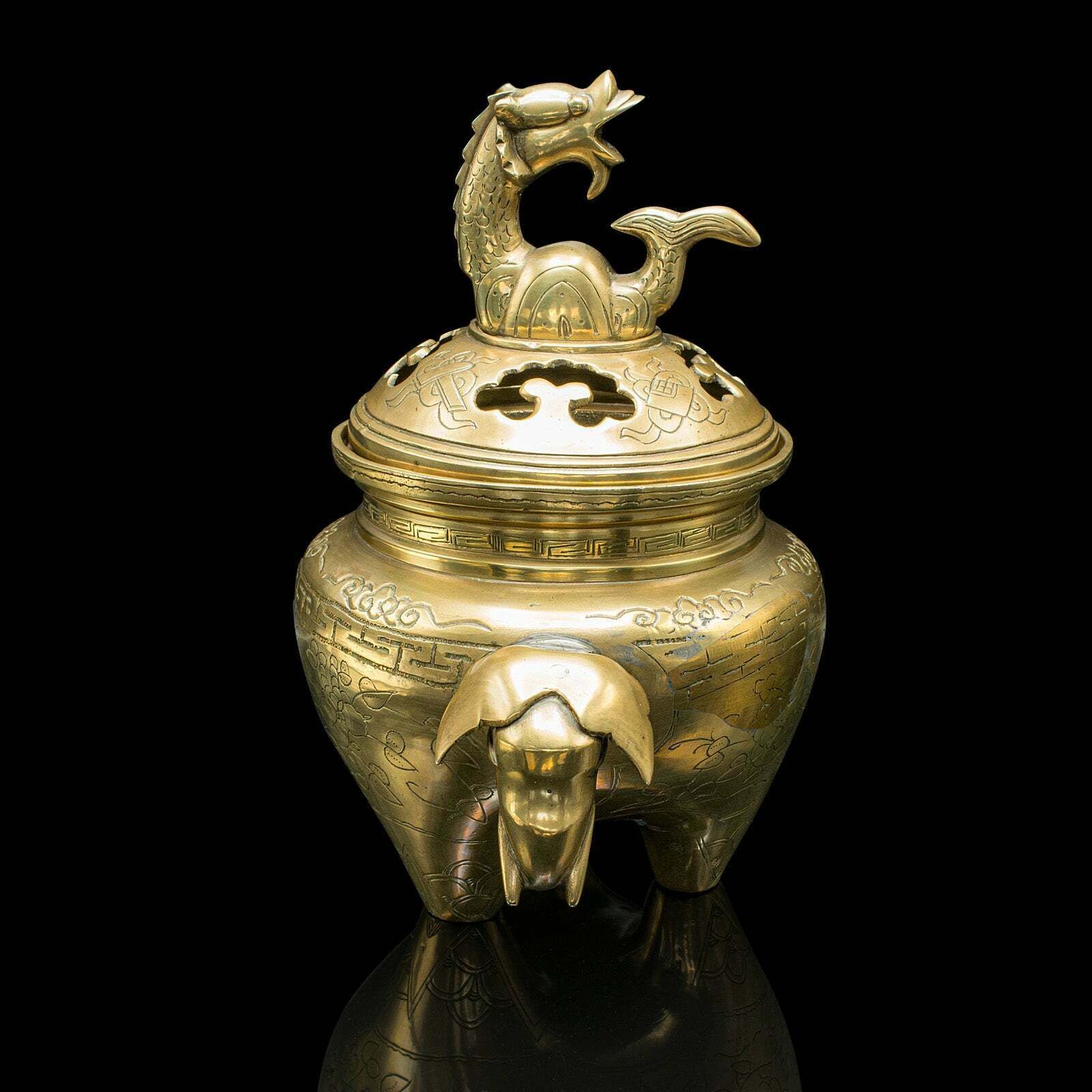 Antique Decorative Censer, Chinese, Brass, Incense Burner, Qing, Victorian, 1900 photo for sale