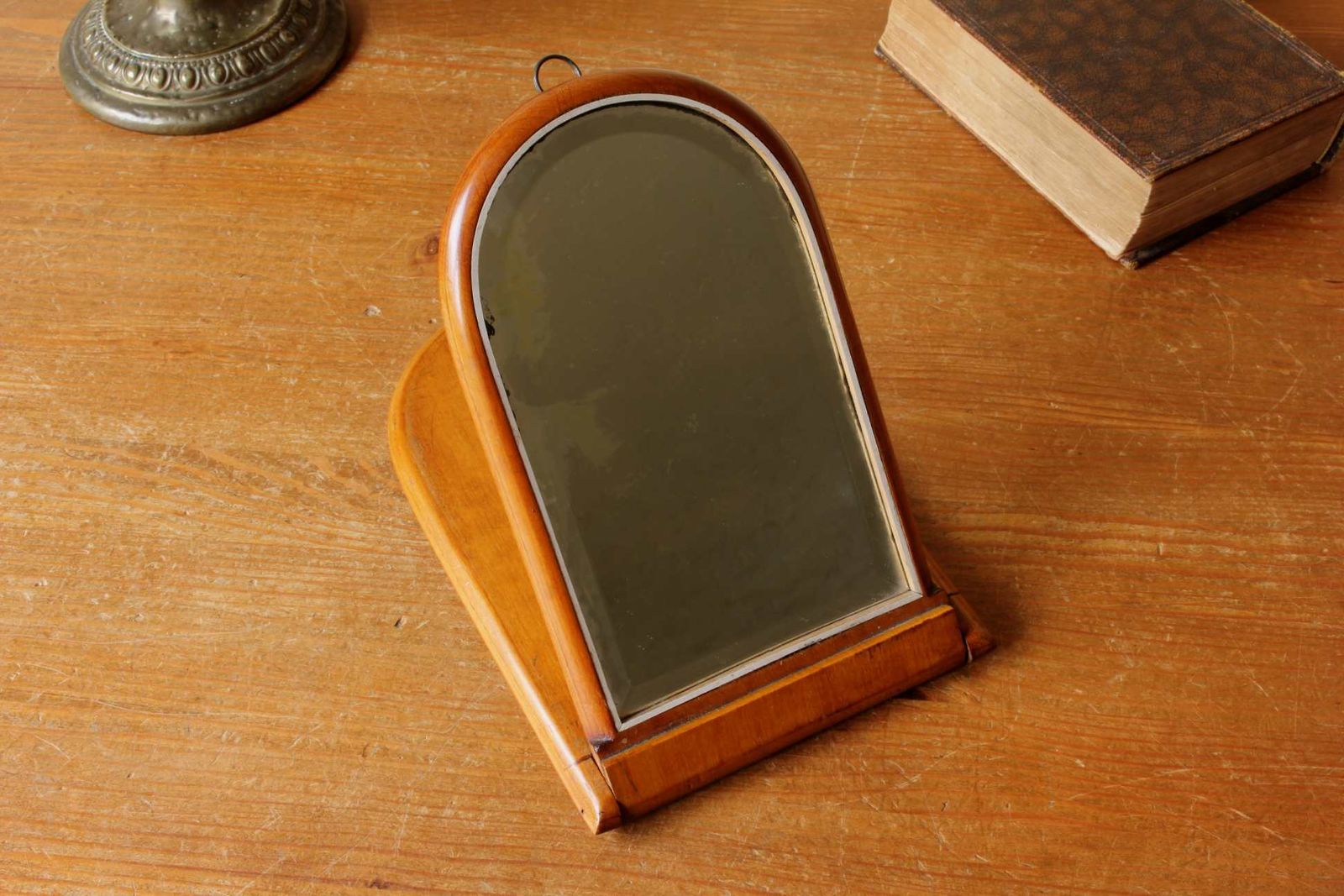 photo buy Antique Campaign Mirror. Gentleman's Wood Folding. Travel Shaving Mirror.
