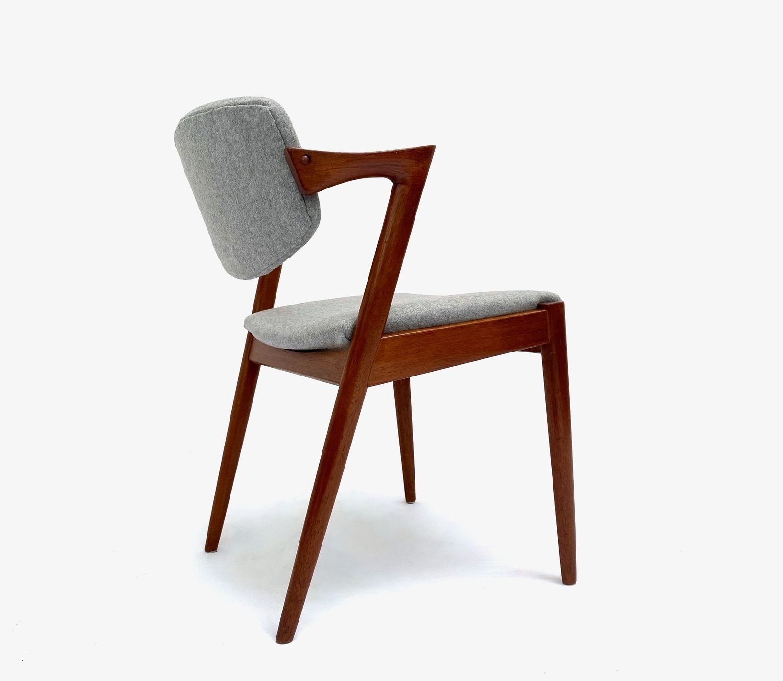 Danish Kai Kristiansen Model 42 Teak And Grey Wool Dining Chair Mid Century 1960s photo buy