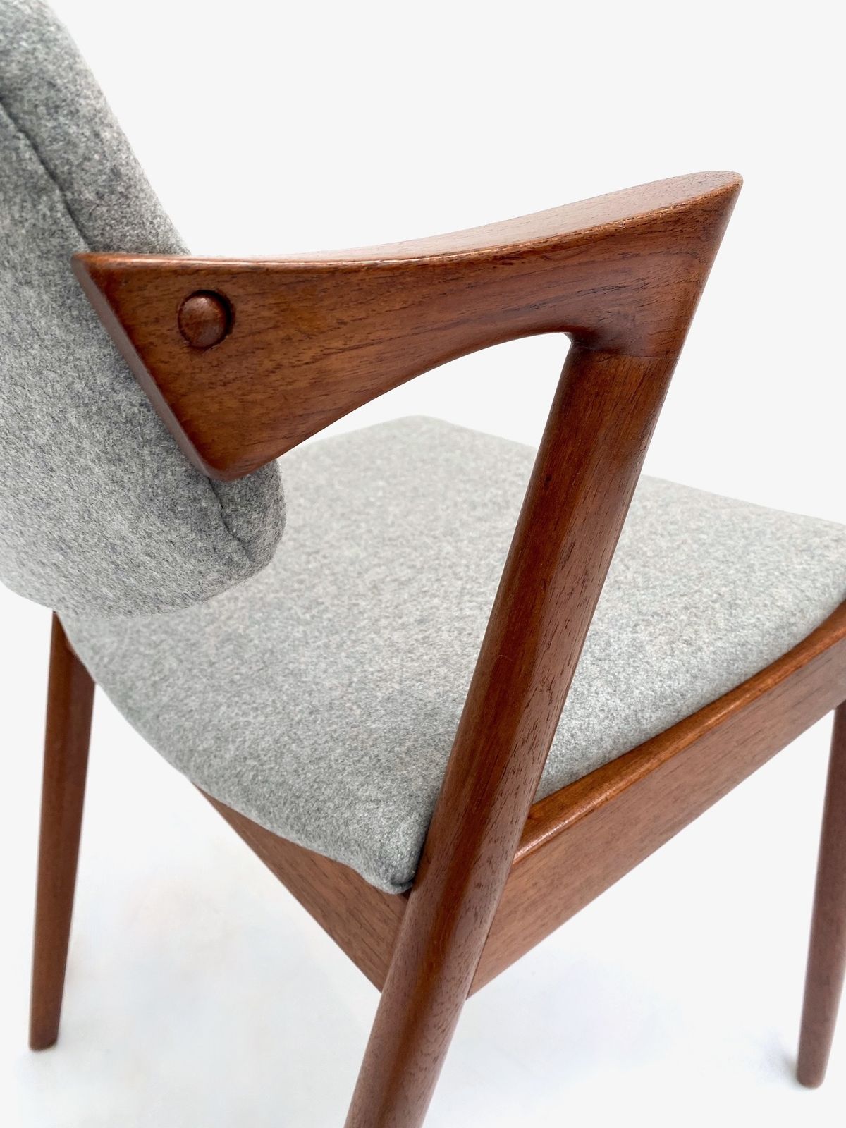 1050.0 Danish Kai Kristiansen Model 42 Teak And Grey Wool Dining Chair Mid Century 1960s photo