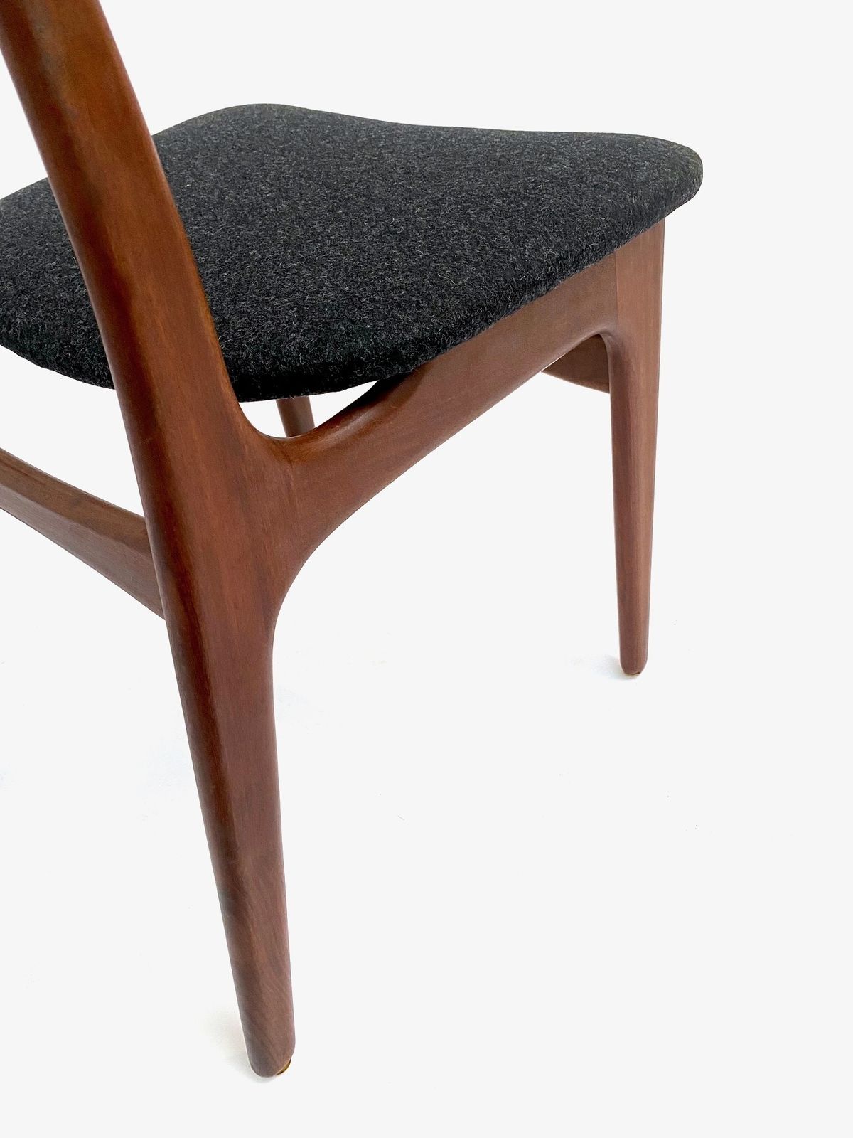 Danish Schiønning & Elgaard Set Of 4 Teak And Charcoal Black Wool Dining Chairs Mid Century 1960s photo Furniture