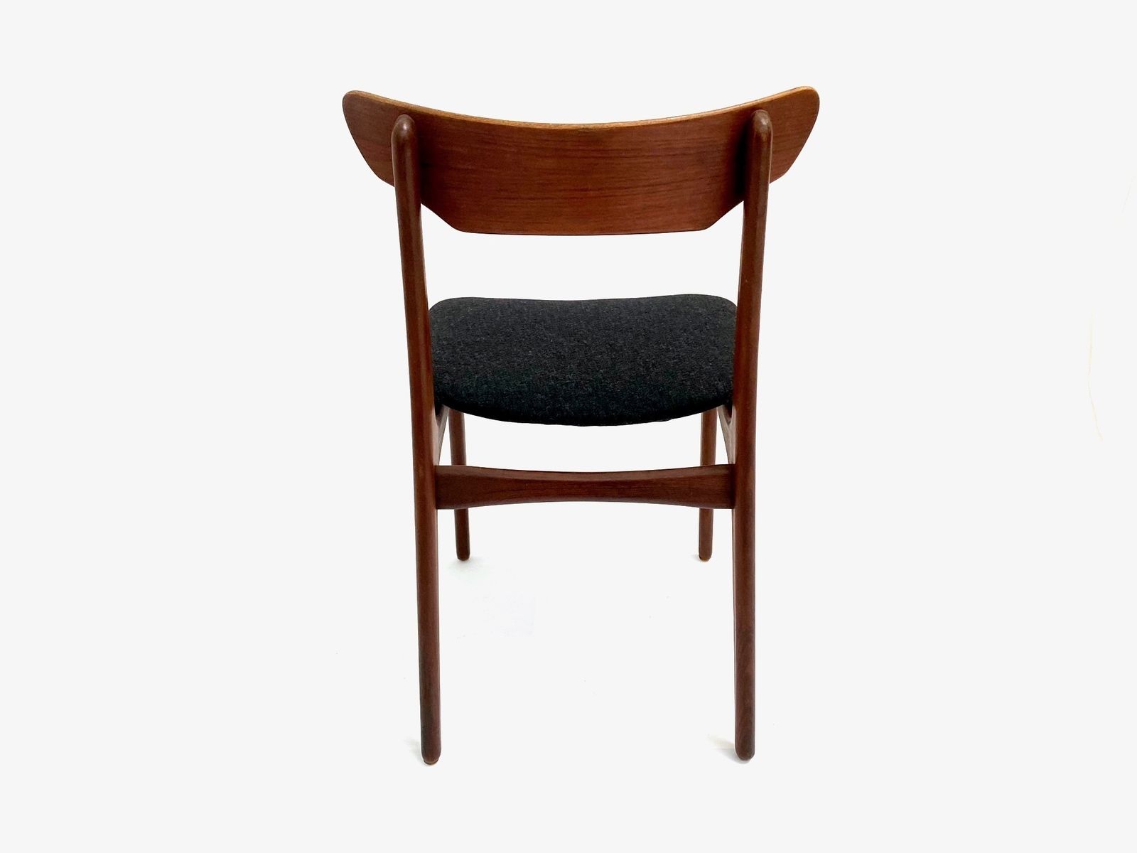 Danish Schiønning & Elgaard Set Of 4 Teak And Charcoal Black Wool Dining Chairs Mid Century 1960s photo buy