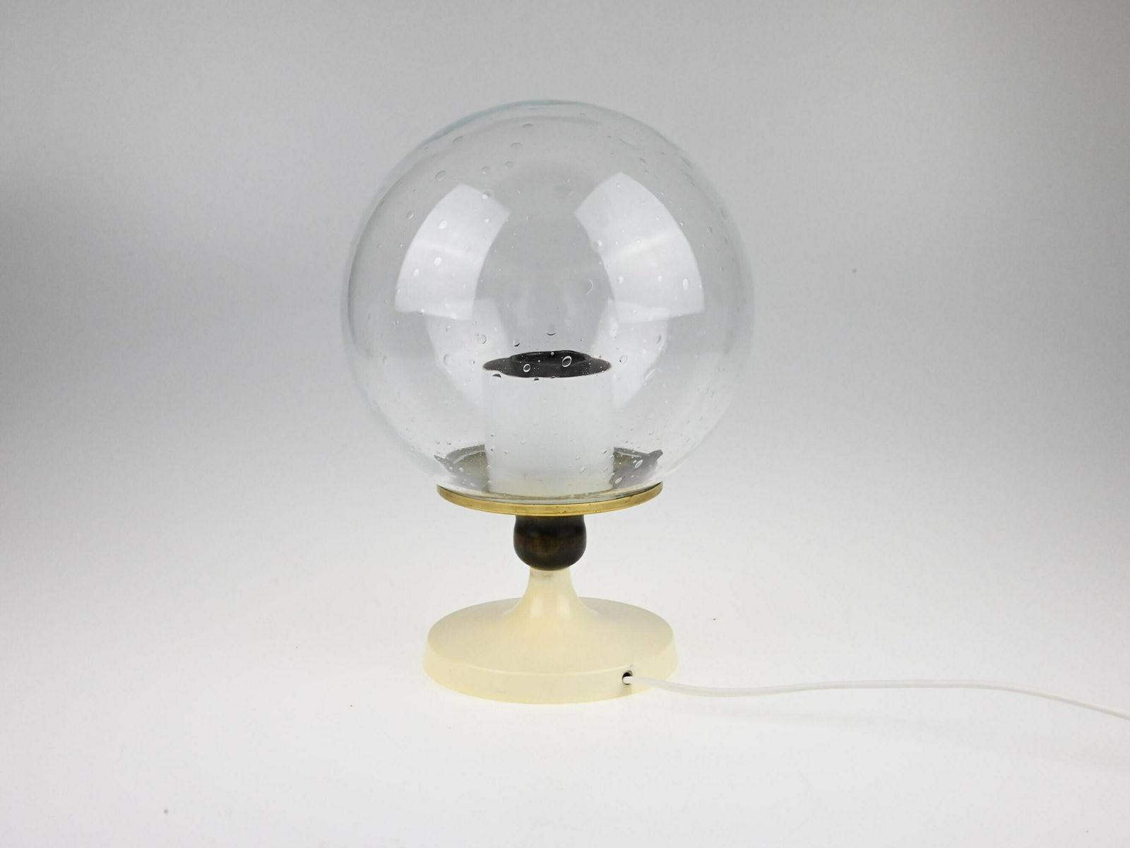 Vintage Glass Table Lamp, Raindrop Shade, Table Lamp, Globe Lamp, Glass Globe Lamp, Desk Lamp, Mid Century Lamp, Vintage Light, Old Lamp photo vinterior