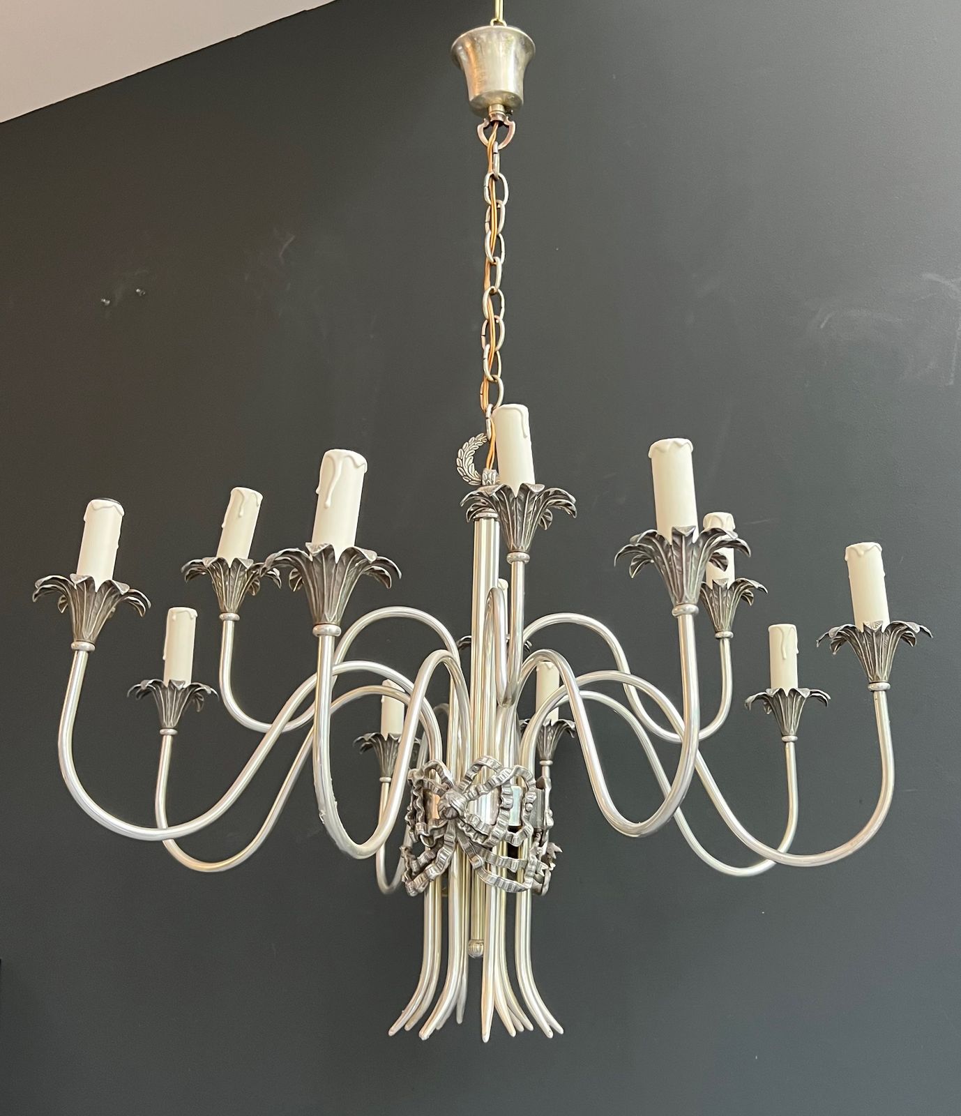 Neoclassical Style Chandelier In Silver Metal From Maison Charles photo 2450.0