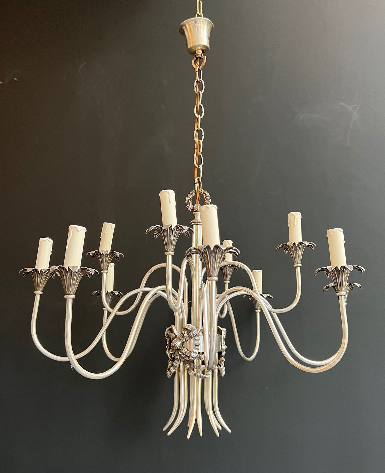 2450.0 Neoclassical Style Chandelier In Silver Metal From Maison Charles photo