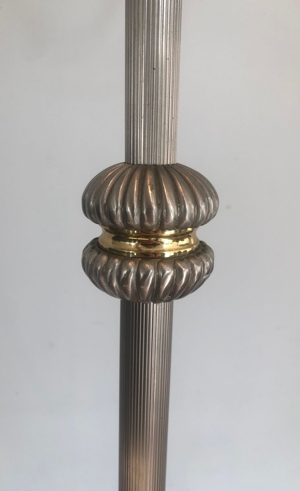 photo for sale Silver Metal Floor Floor Lamp And 6 Arch Of Light Floor Lamp For Flooring Made Of Silver Plated Metal And Brass With 6 Arm Free Of Light. French Work.