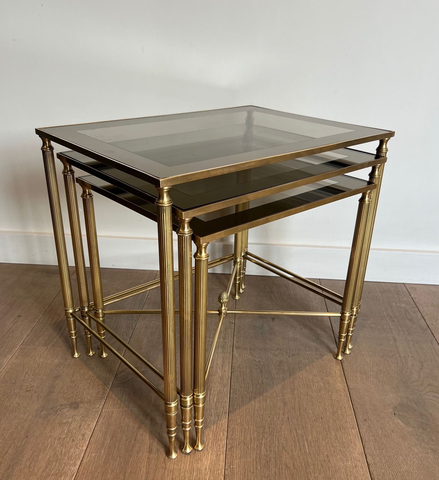 Neoclassical Style Brass Nesting Tables Set From Maison Jansen photo Furniture