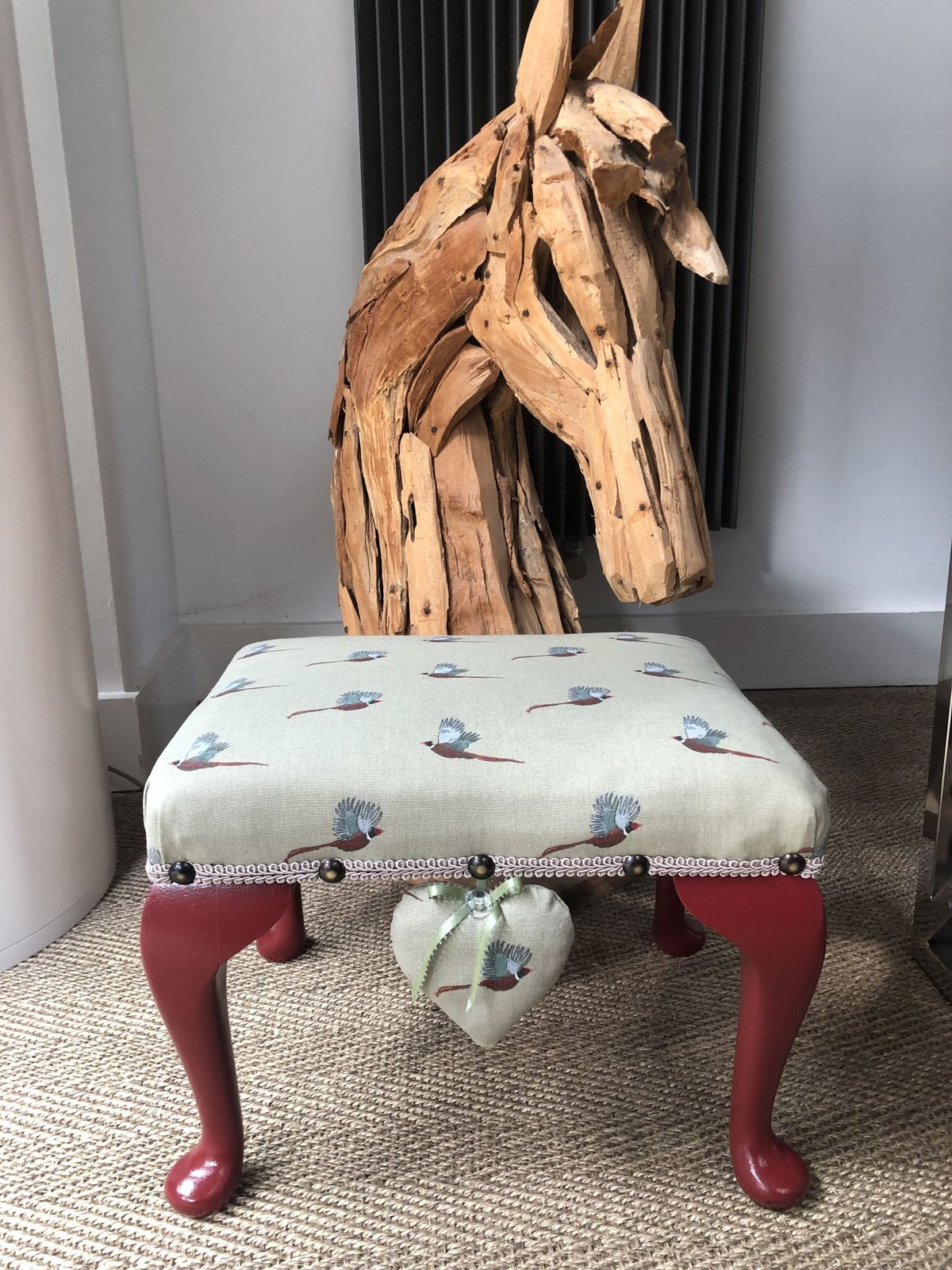 Beautifully Renovated Sophie Allport Pheasants Footstool photo vintage