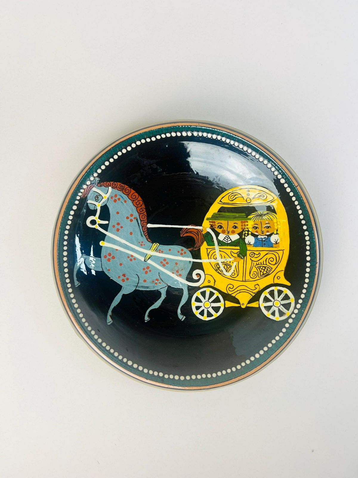Mid Century Swiss Pottery Plate By Willy Aebi Hasle Switzerland, Vintage Handcrafted Swiss Pottery, Cottage Core Wall Plate photo for sale