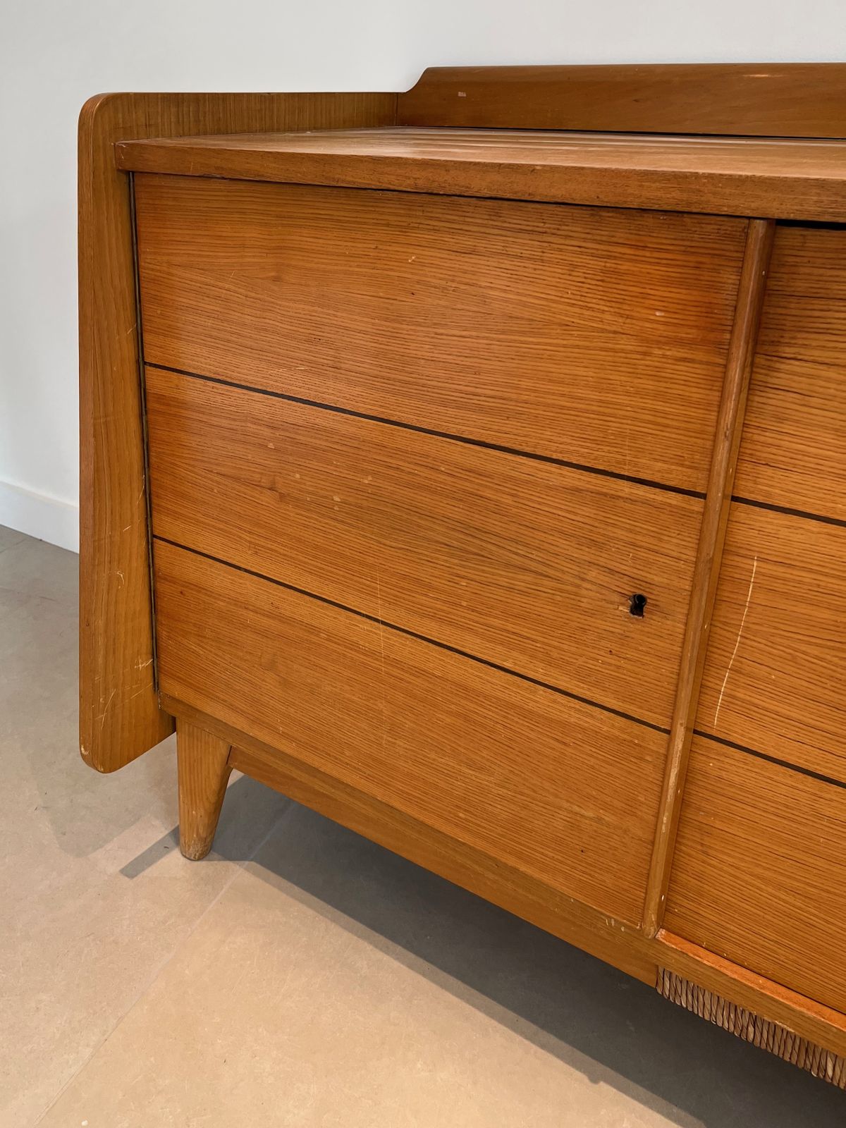 Fir And Rattan Sideboard, 1970s photo Furniture
