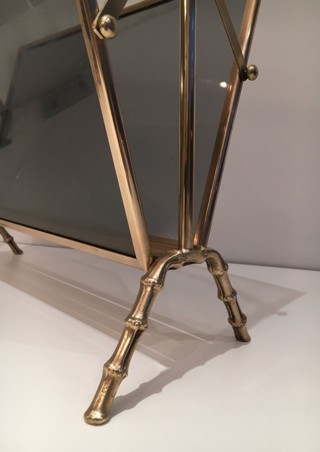 Faux Bamboo Style Magazine Rack In Brass From Maison Baguès photo vintage