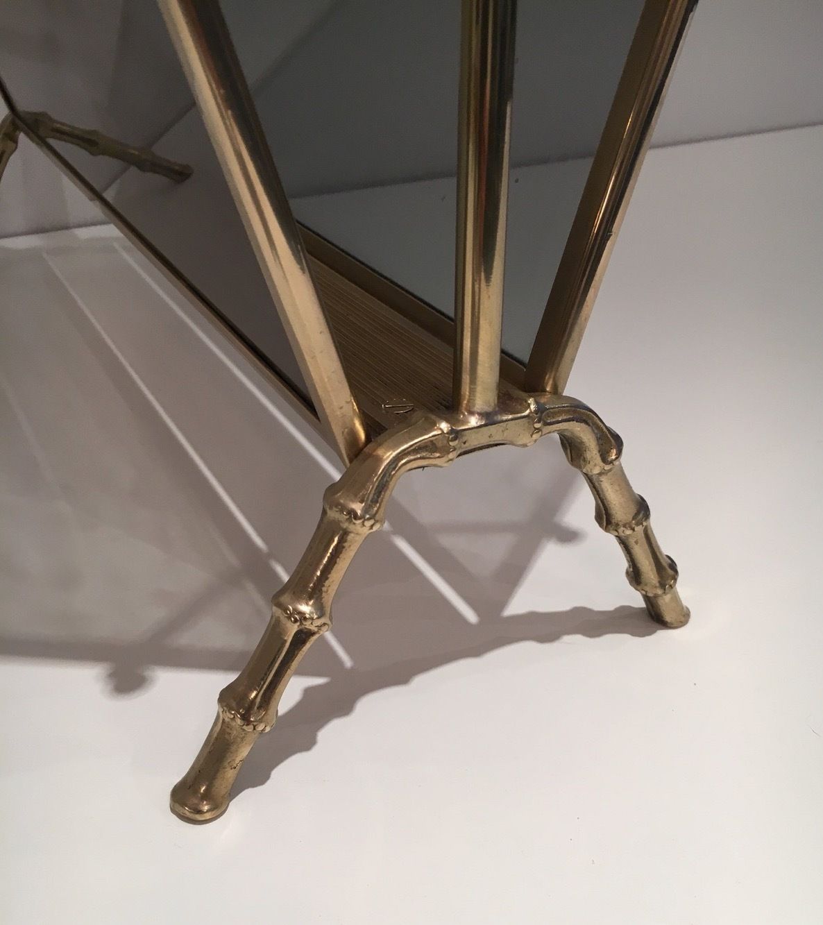 photo furniture Faux Bamboo Style Magazine Rack In Brass From Maison Baguès
