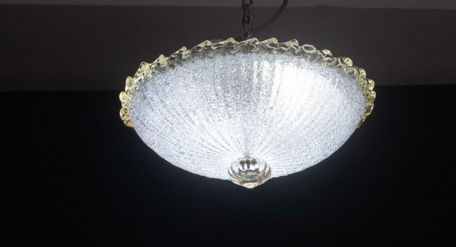 Italian Yellow And Trasparent  Murano Glass Ceiling Fixture, Murano, 1970 photo for sale