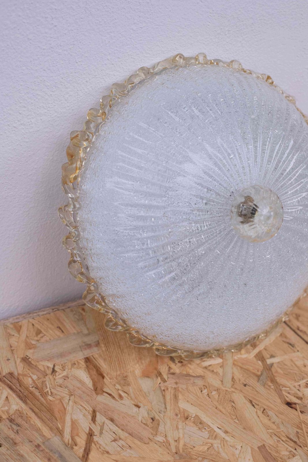 photo vinterior Italian Yellow And Trasparent  Murano Glass Ceiling Fixture, Murano, 1970