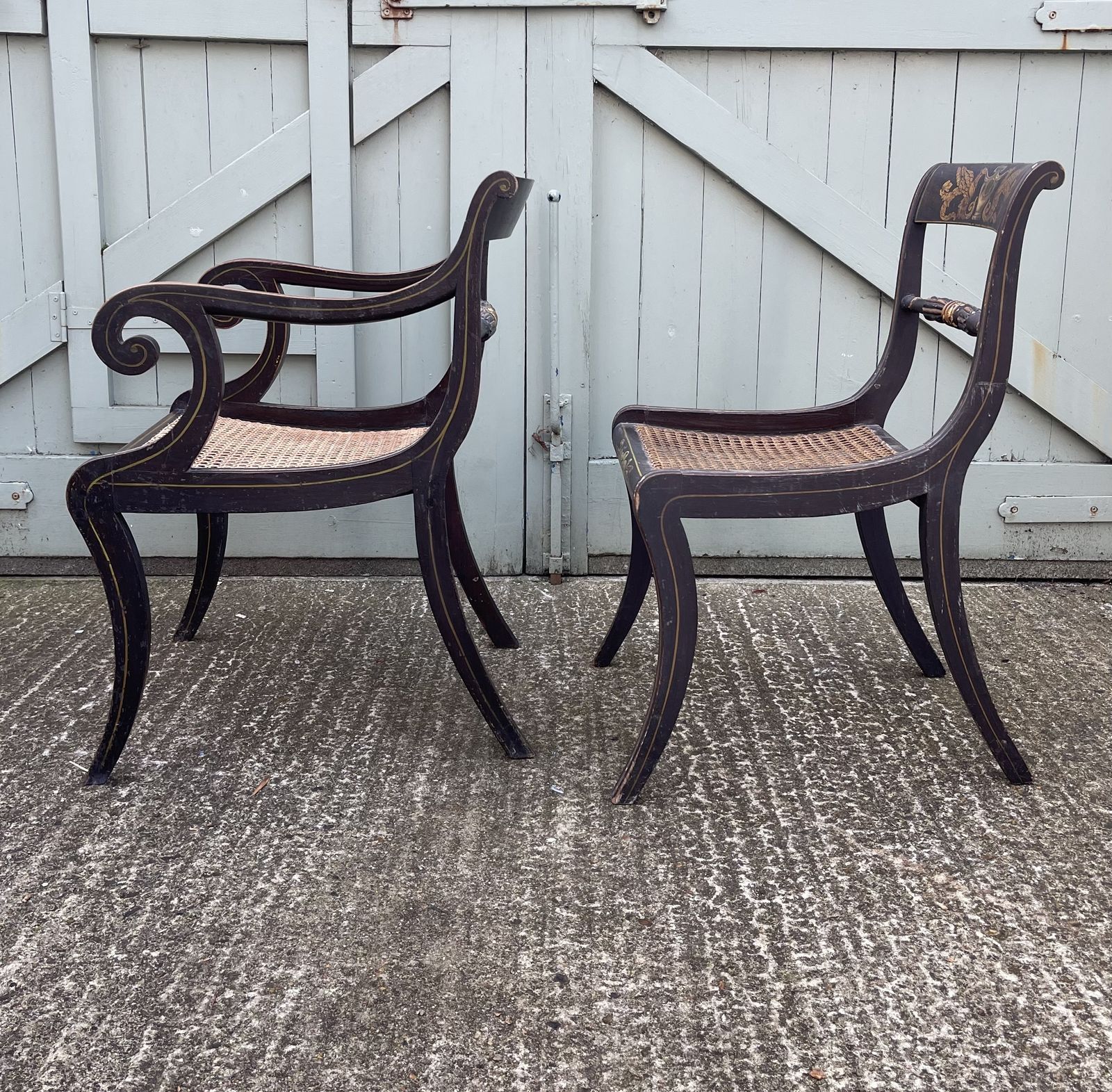 photo furniture A Rare Set Of Eight Regency Painted Dining Chairs