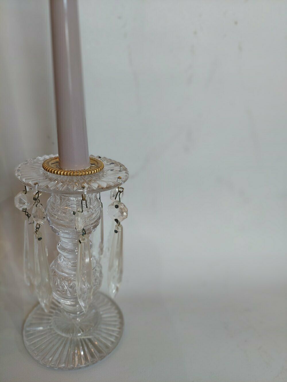 Pair Of Victorian Diamond Cut Crystal Lustres photo Home Decor
