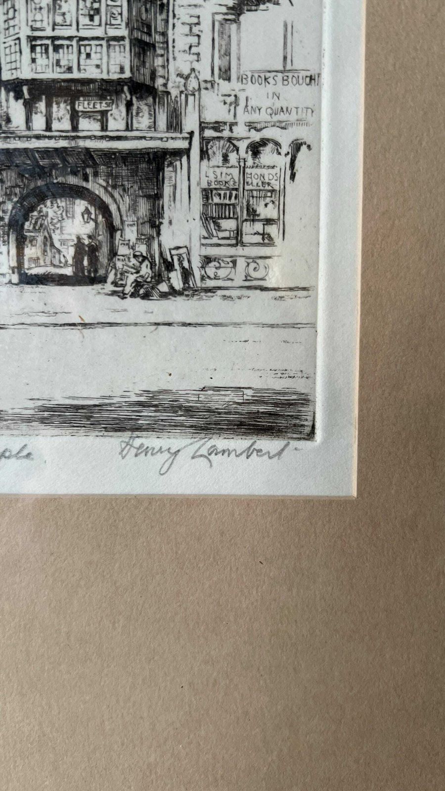Early 1900’s Hand Pulled Etching Picture By Henry Lambert Featuring Entrance To Middle Temple, Fleet Street, London photo 139.0