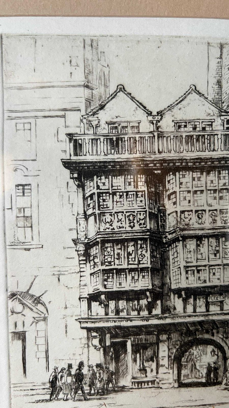 Early 1900’s Hand Pulled Etching Picture By Henry Lambert Featuring Entrance To Middle Temple, Fleet Street, London photo vinterior